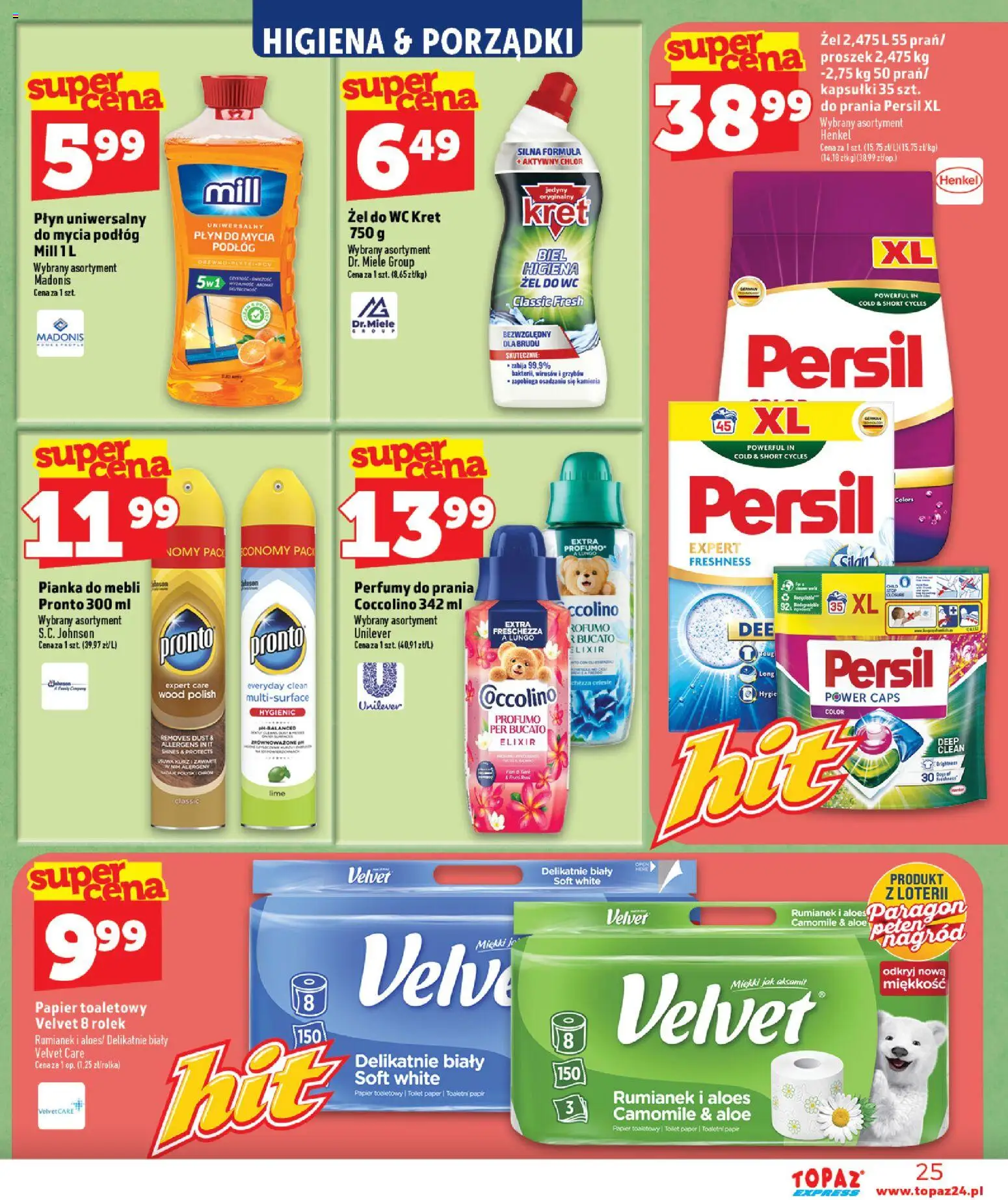 Topaz gazetka - Express od 27.08.2026 | Strona: 25 | Produkty: Rumianek, Papier toaletowy, Coccolino, Żel do WC