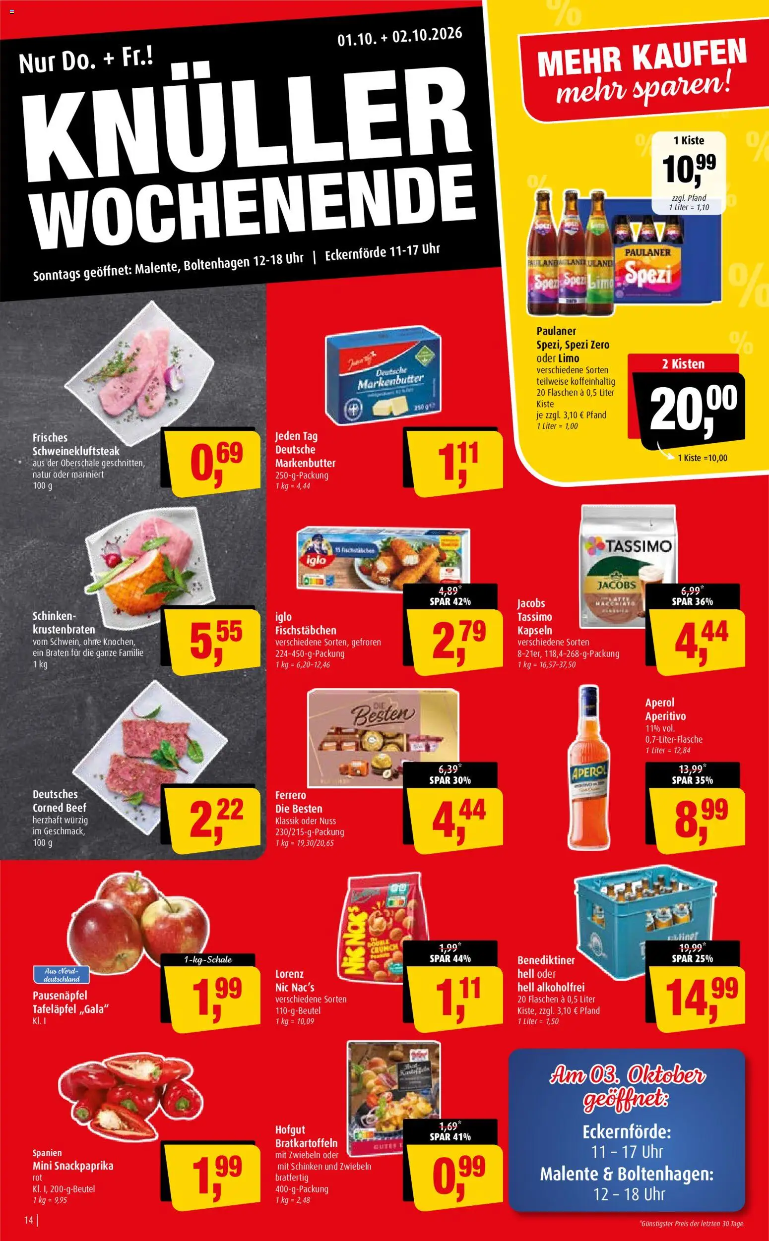 Markant Prospekt – gültig ab 28.09.2026 | Seite: 14 | Produkte: Iglo, Zwiebeln, Aperol, Paulaner