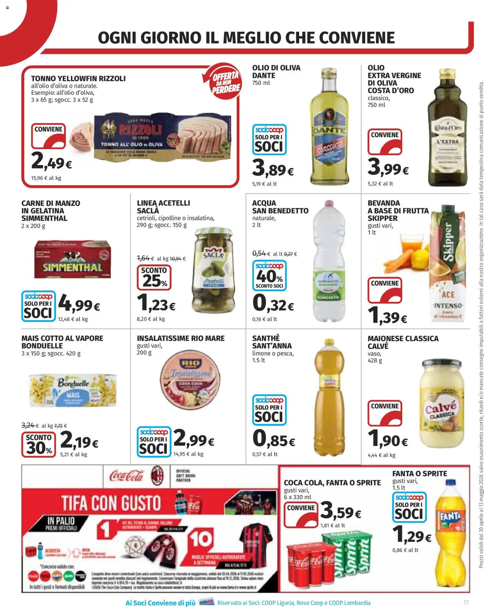 Volantino COOP del 30.04.2026 | Pagina: 11 | Prodotti: Manzo, Acqua, Cipolline, Olio di Oliva