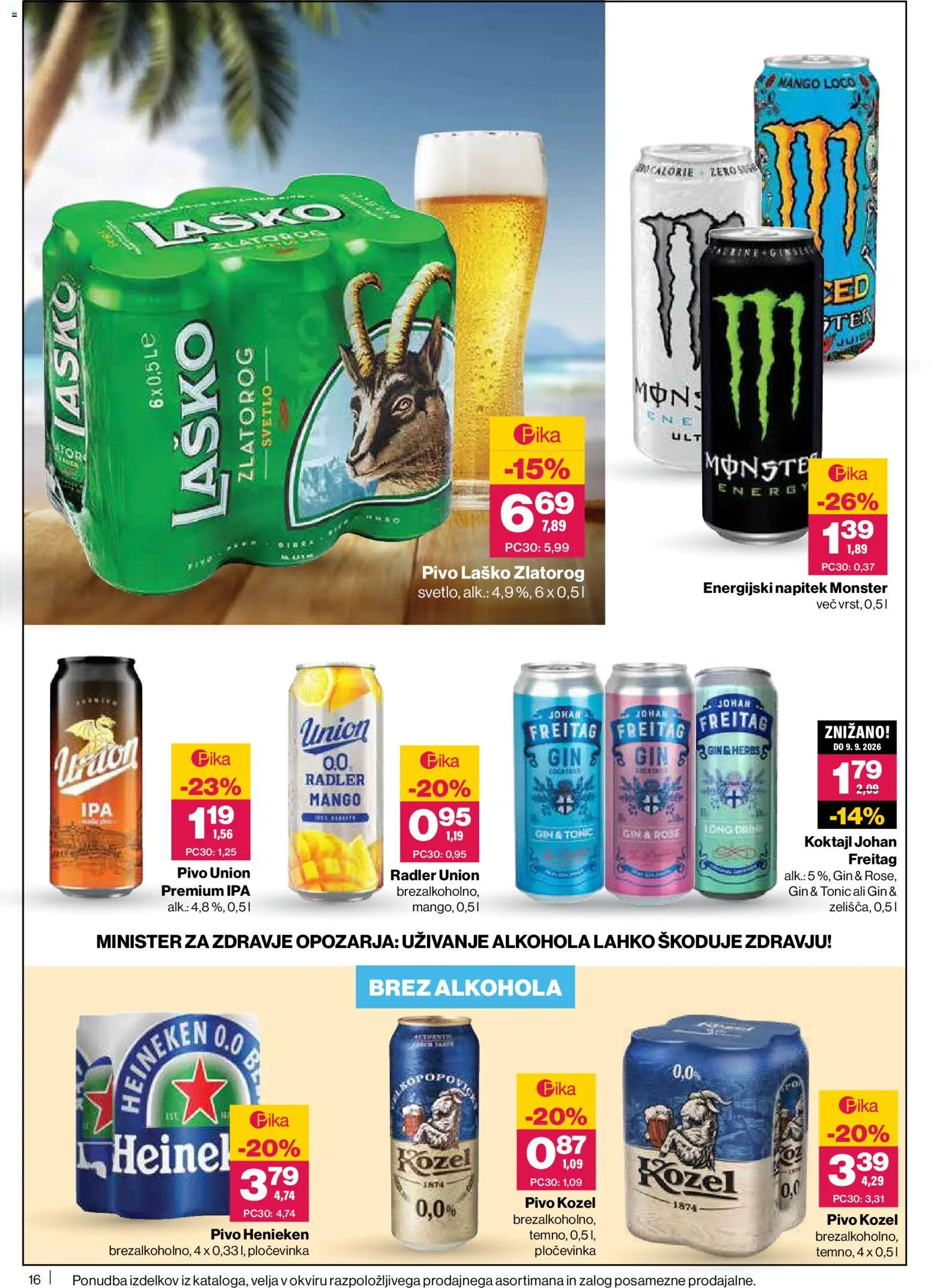 Novi Mercator katalog ponudbe – veljaven od 26.06.2026 | Stran: 16 | Izdelki: Falafel, Radler, Pivo, Gin