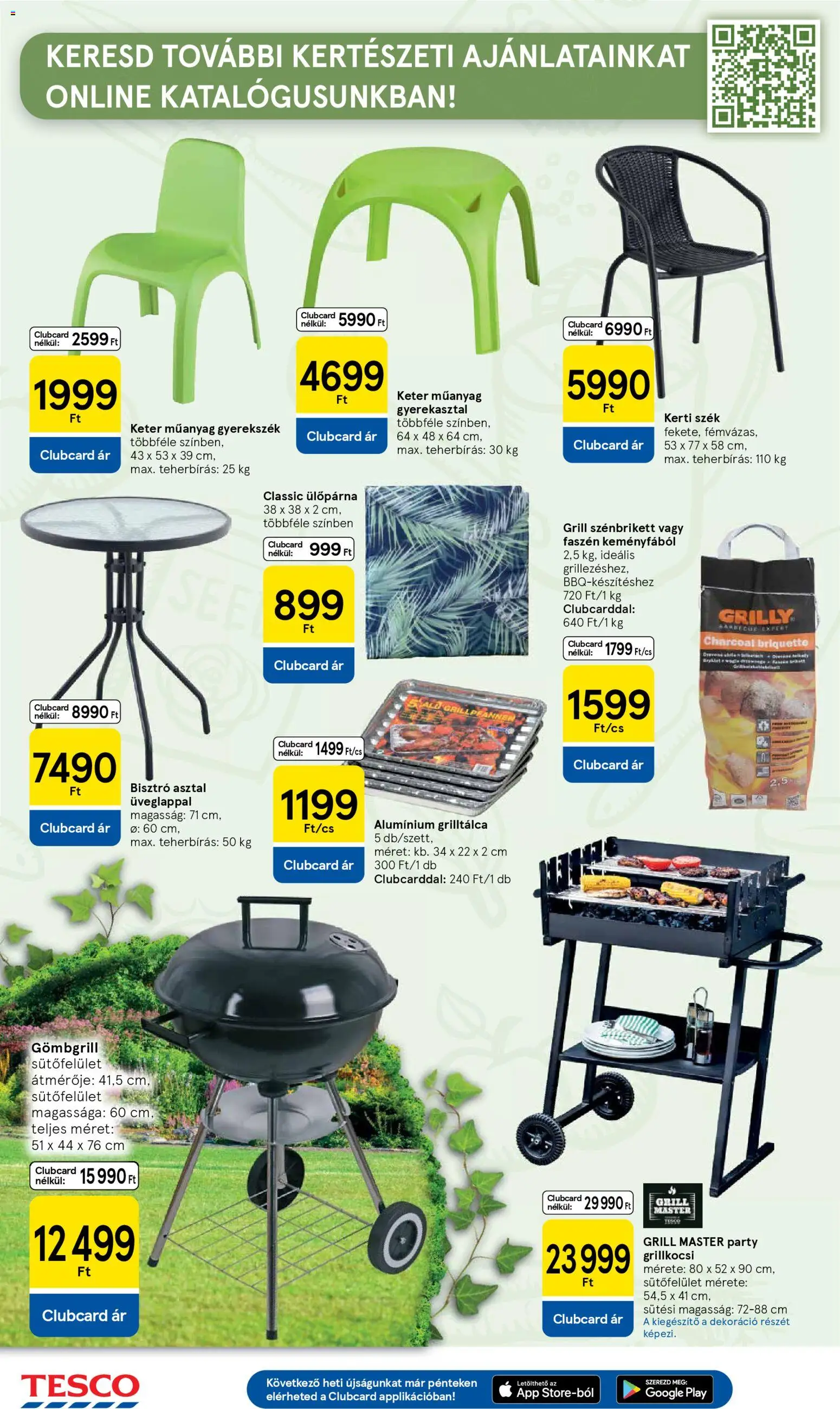 Tesco akciós ujság - amely érvényes a következő dátumtól: 16.04.2026 | Oldal: 12 | Termékek: Grilltálca, Grill, Kerti szék, Asztal