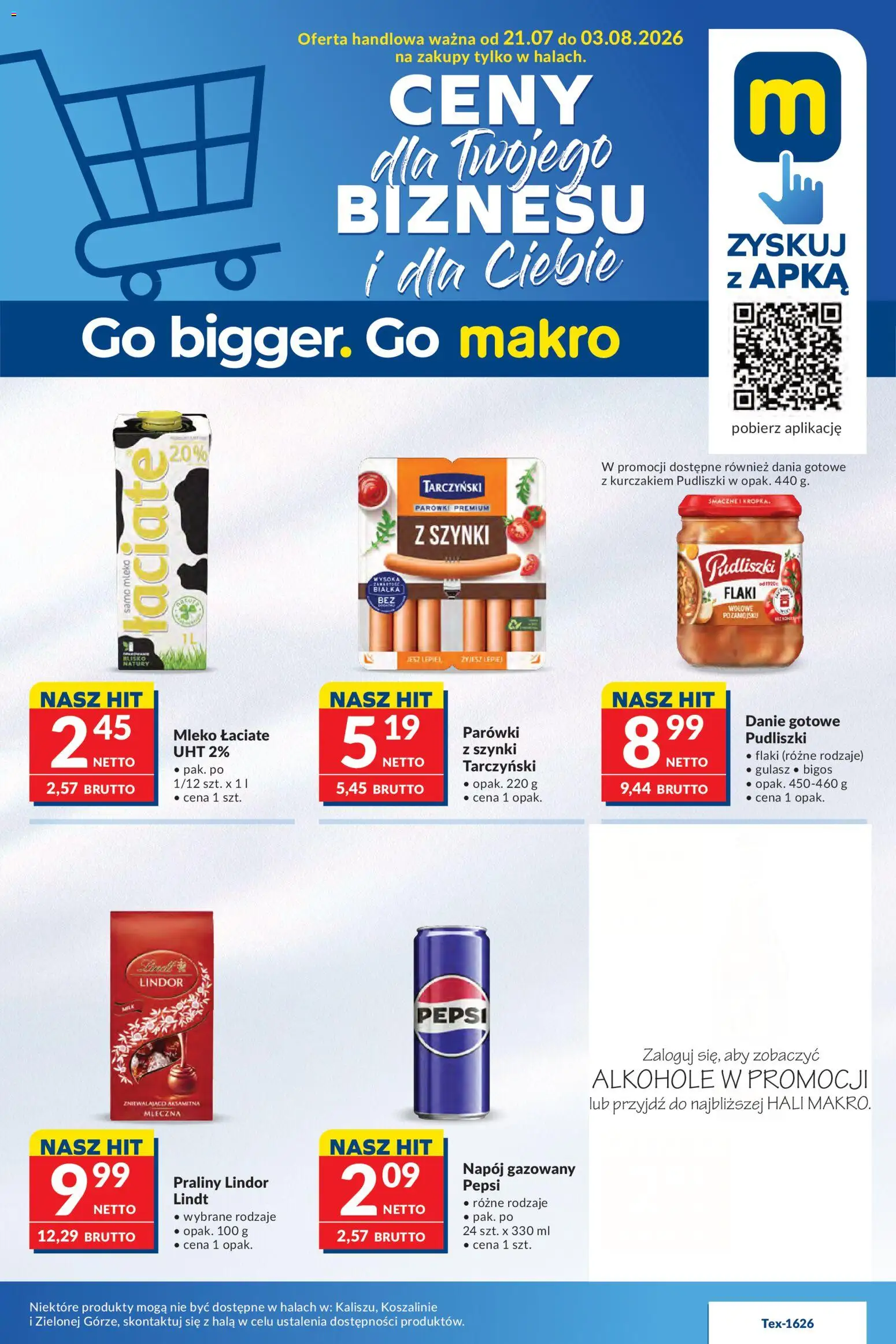 Makro gazetka od 21.07.2026 | Strona: 1 | Produkty: Parówki, Lindor, Flaki wołowe, Gulasz