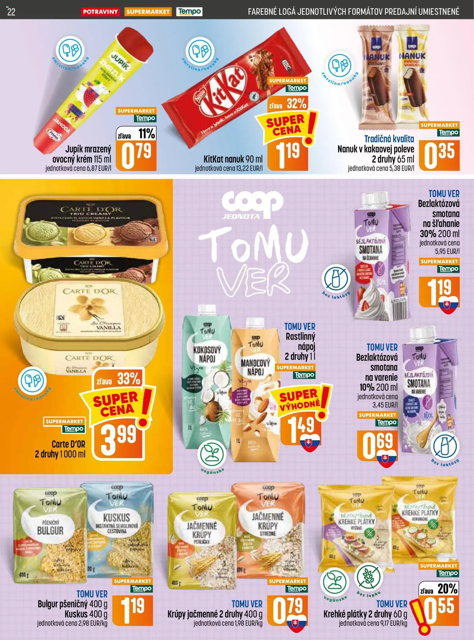 Nové COOP Jednota akcie – leták je platný od 20.08.2026 | Strana: 22 | Produkty: Smotana, Nanuk, Krúpy, Krém
