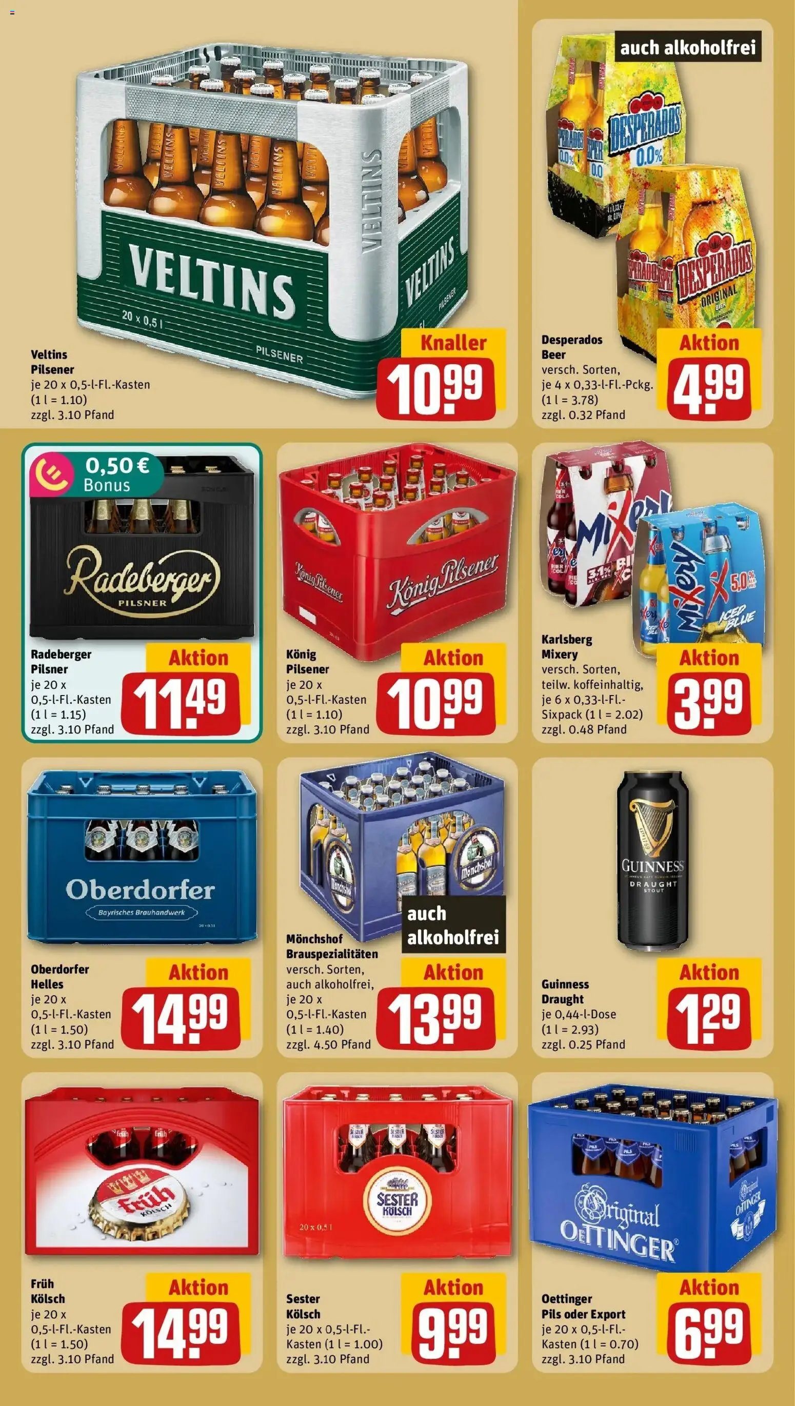 REWE Prospekt ab 26.10.2026 zum Blättern » Angebote | Seite: 15 | Produkte: Monchshof, Bier, Oettinger, Mixery