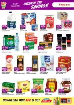 Preview of Westzone Supermarket catalogue valid from 18 Sep, 2026 | Page: 3 | Products: Milk, Coffee, Sprite, Water