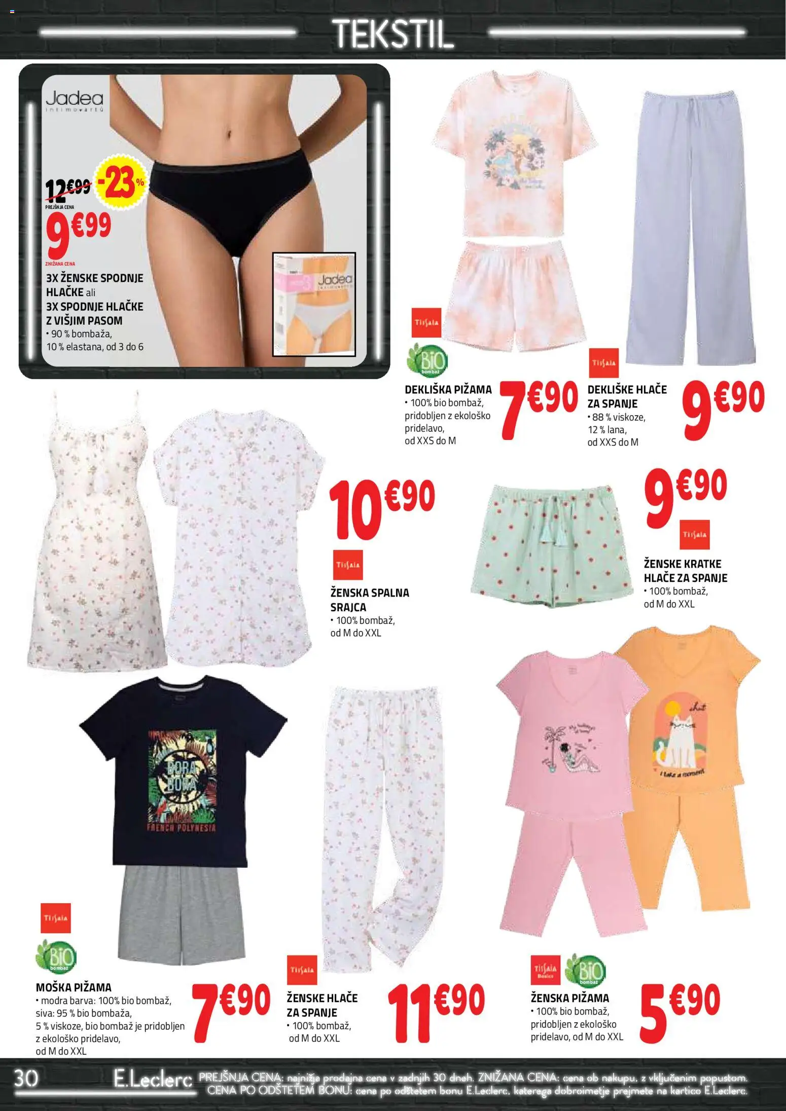 Novi E.leclerc katalog ponudbe – veljaven od 22.07.2026 | Stran: 30 | Izdelki: Pižama, Barva, Hlace, Kratke hlace