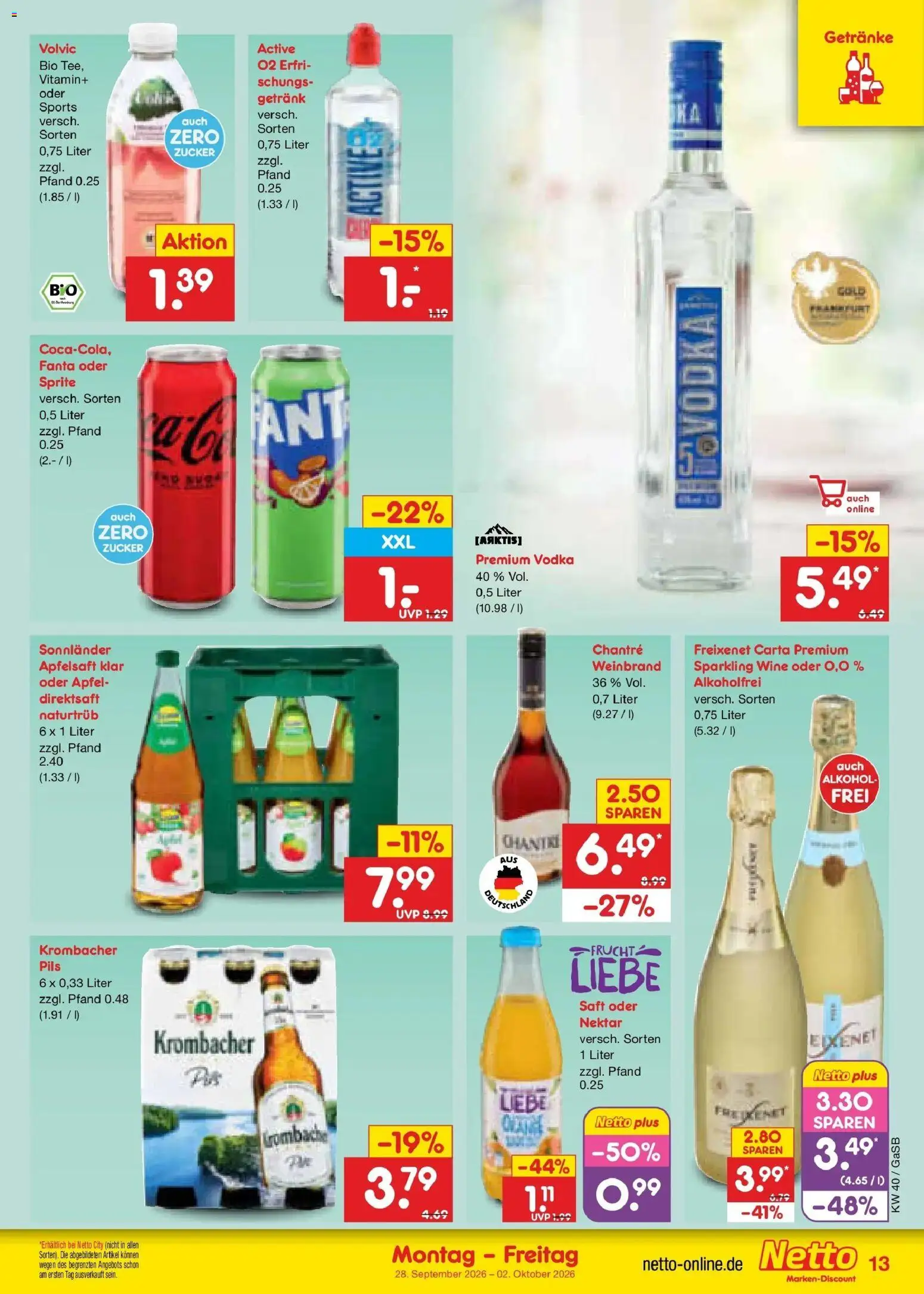 Netto Marken-Discount Prospekt Oldenburg – gültig ab 28.09.2026 | Seite: 19 | Produkte: Pils, Zucker, Krombacher, Saft