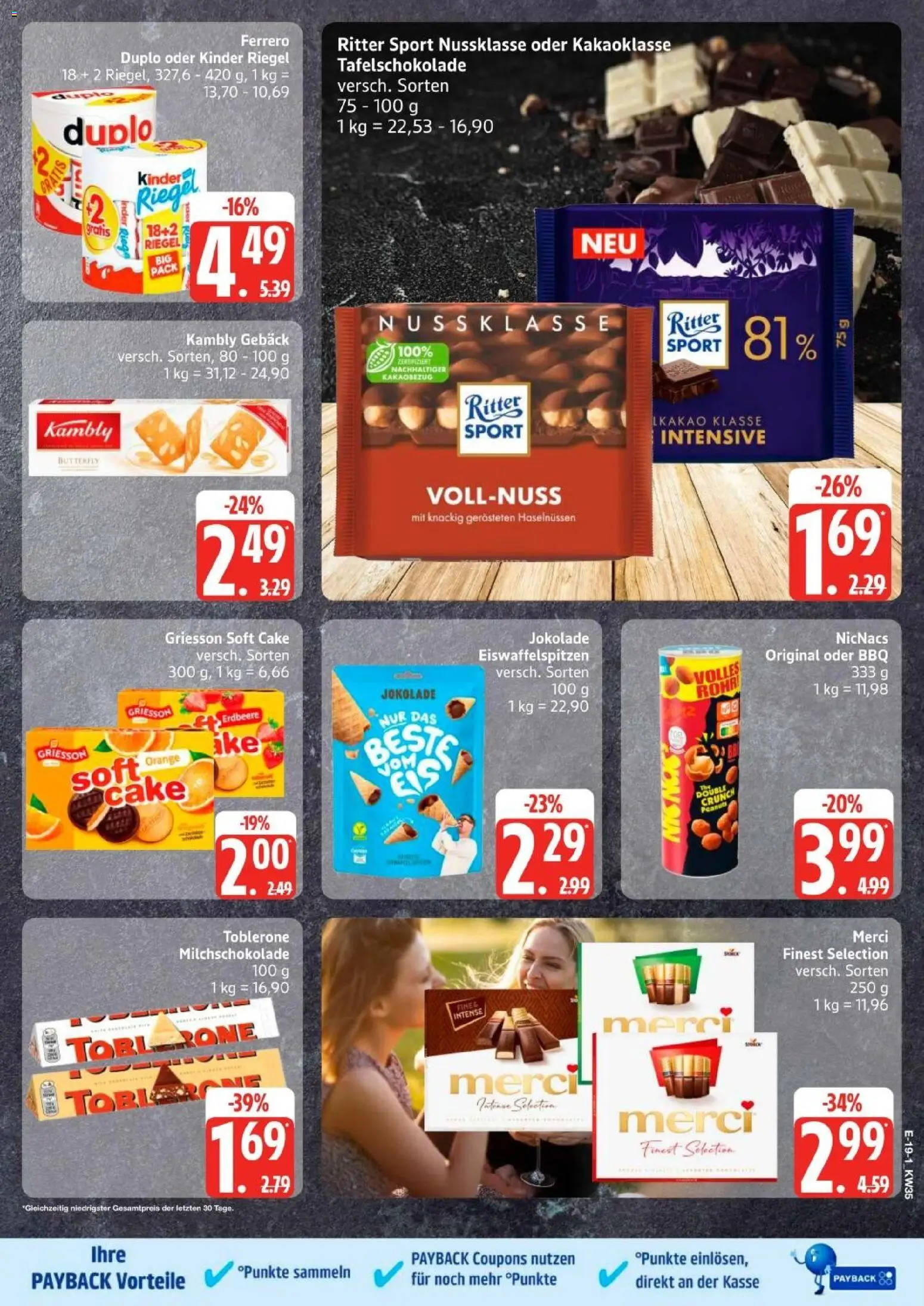 Edeka Prospekt Hamburg – gültig ab 23.08.2026 | Seite: 21 | Produkte: Merci, Ritter sport, Kinder riegel