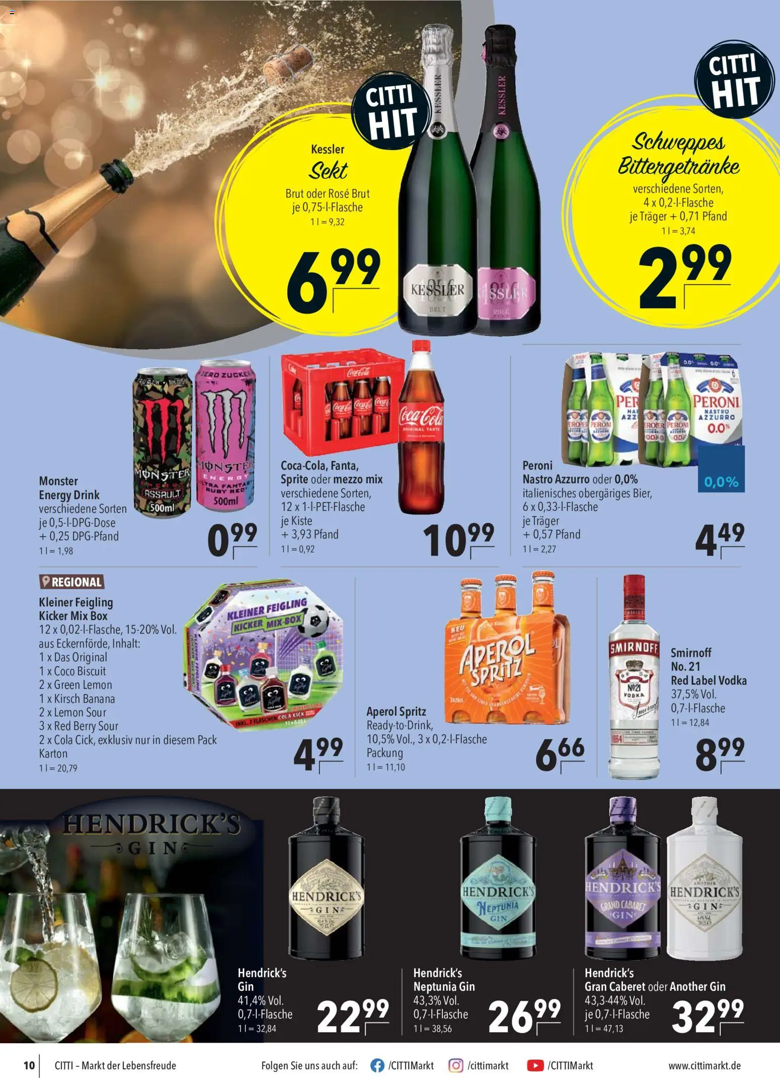 CITTI Markt Prospekt – gültig ab 10.06.2026 | Seite: 10 | Produkte: Cola, Energy, Box, Vodka