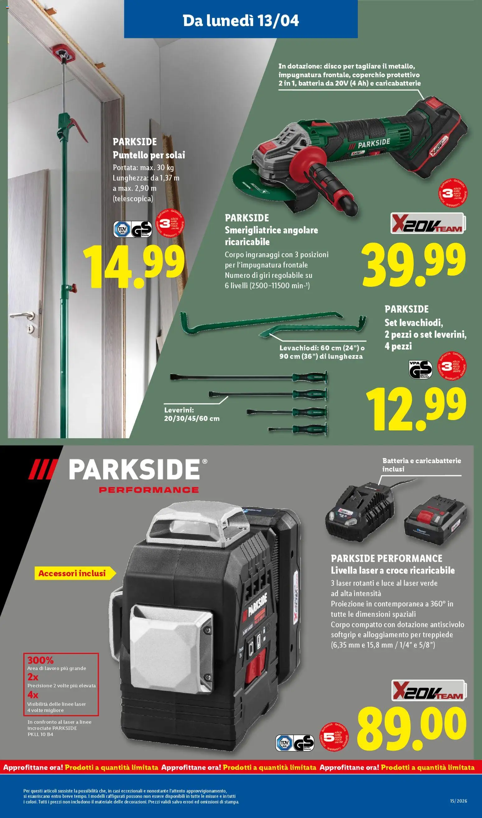 Volantino Lidl del 09.04.2026 | Pagina: 35 | Prodotti: Disco, Smerigliatrice, Batteria, Caricabatterie