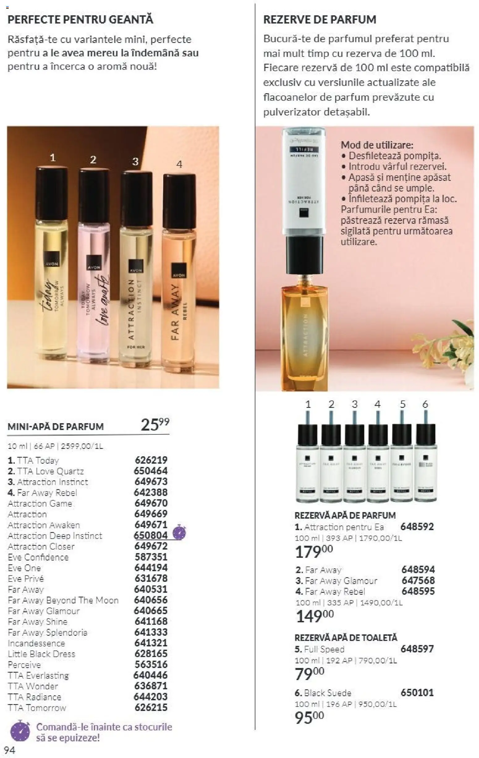 Noul catalog Avon – valabil de la 01.10.2026 | Pagină: 94 | Produse: Geantă, Parfum, Apă de toaletă, Black