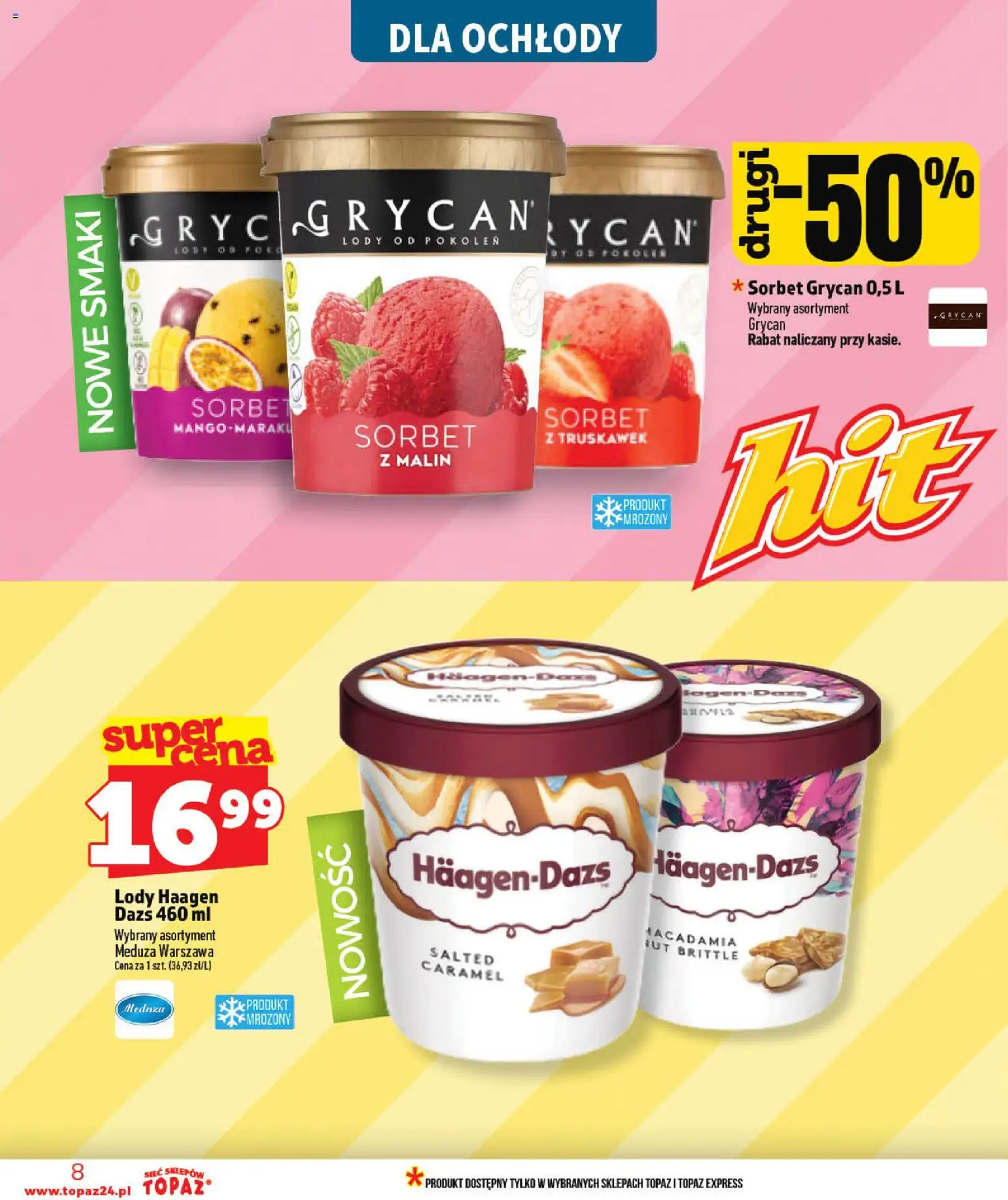 Topaz gazetka od 03.06.2026 | Strona: 8 | Produkty: Mango, Sorbet, Haagen dazs, Lody