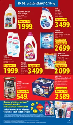 Lidl akciós újság - amely érvényes a következő dátumtól: 2026.10.08. | Oldal: 15 | Termékek: Wc-illatosító, Folyékony mosószer, Baba, Gél