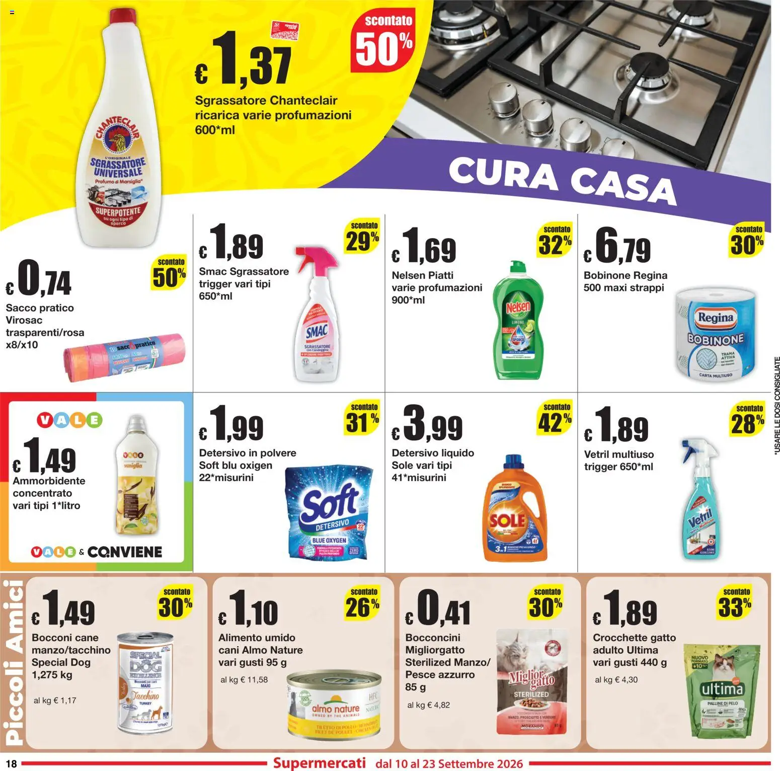 Volantino Sì con Te del 10/09/2026 | Pagina: 18 | Prodotti: Detersivo in polvere, Pesce, Tè, Filetto