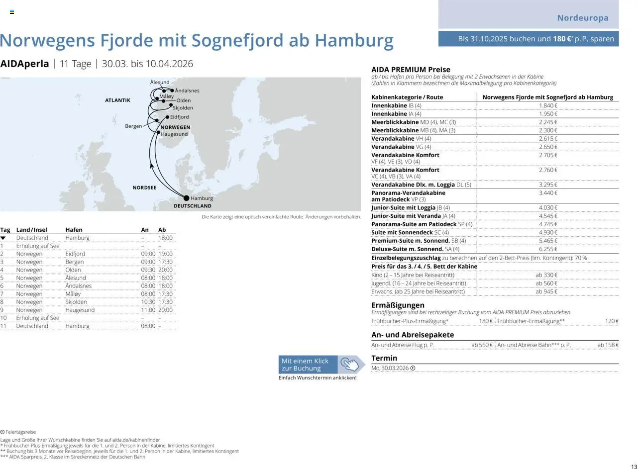 Aida Sommer 2026 – gültig ab 01.03.2026 | Seite: 13 | Produkte: Bett