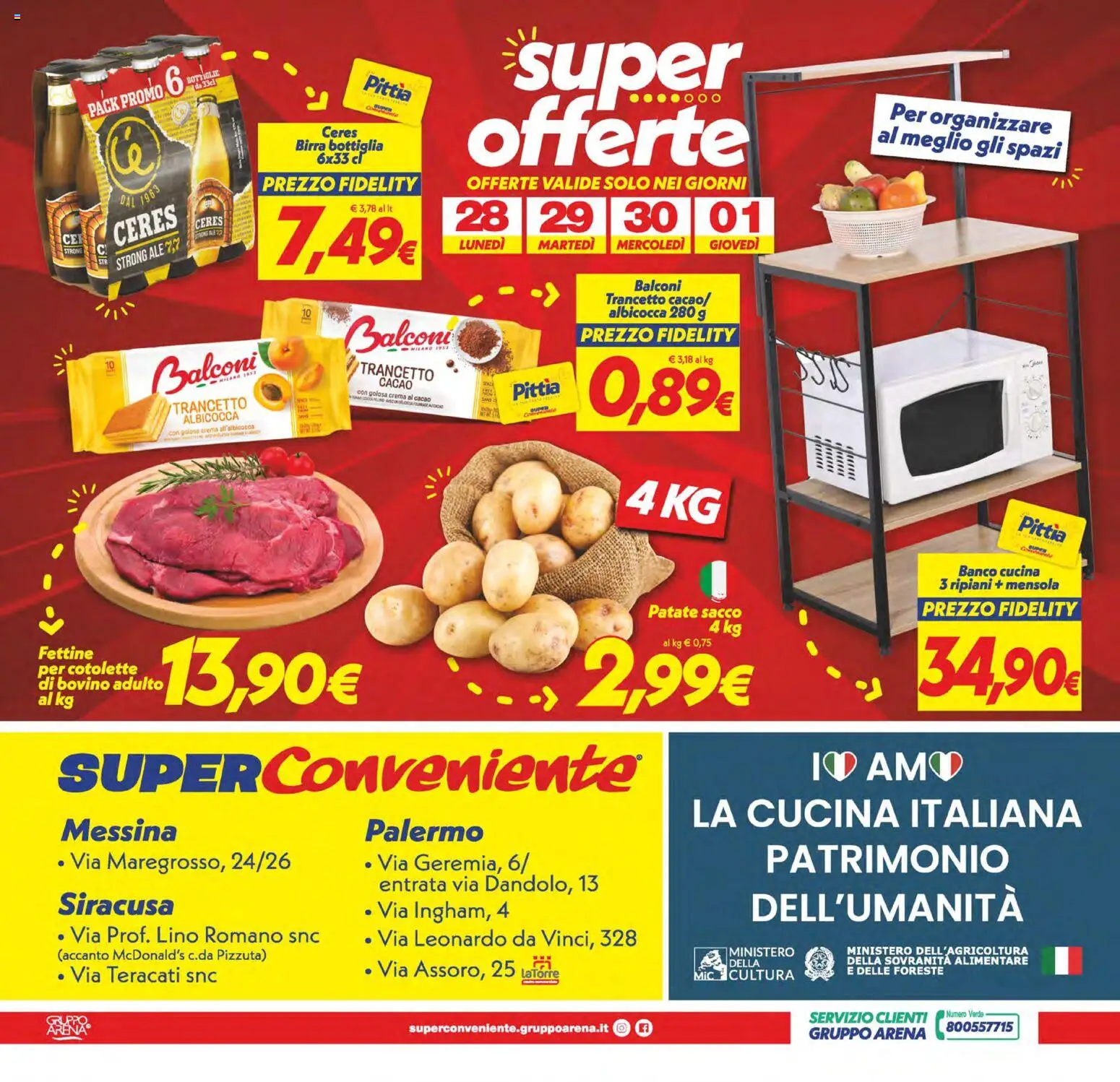 Volantino SuperConveniente del 22/09/2026 | Pagina: 28 | Prodotti: Bovino, Ceres Birra, Crema, Cacao