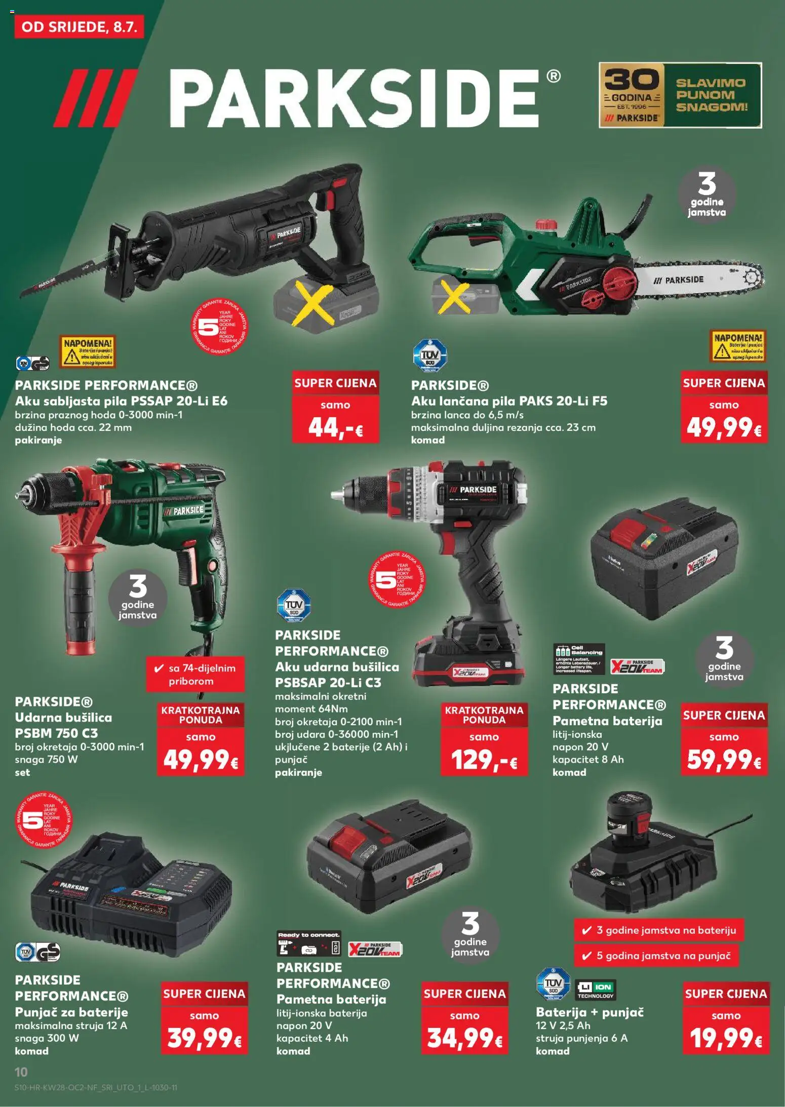 Kaufland katalog | vrijedi od 08.07.2026 | Stranica: 10 | Proizvodi: Baterije, Pila, Bušilica, Parkside