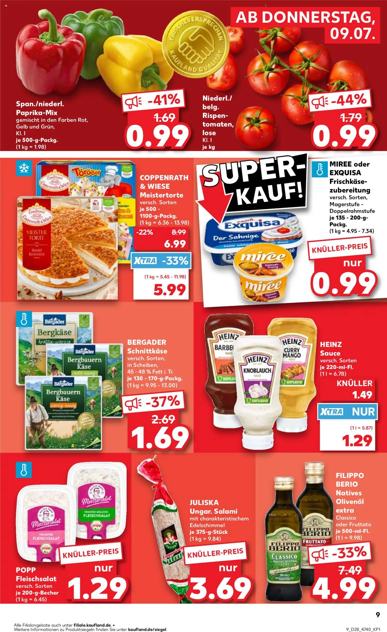 Kaufland Prospekt Hannover – gültig ab 09.07.2026 | Seite: 9 | Produkte: Käse, Mango, Salami, Frischkase
