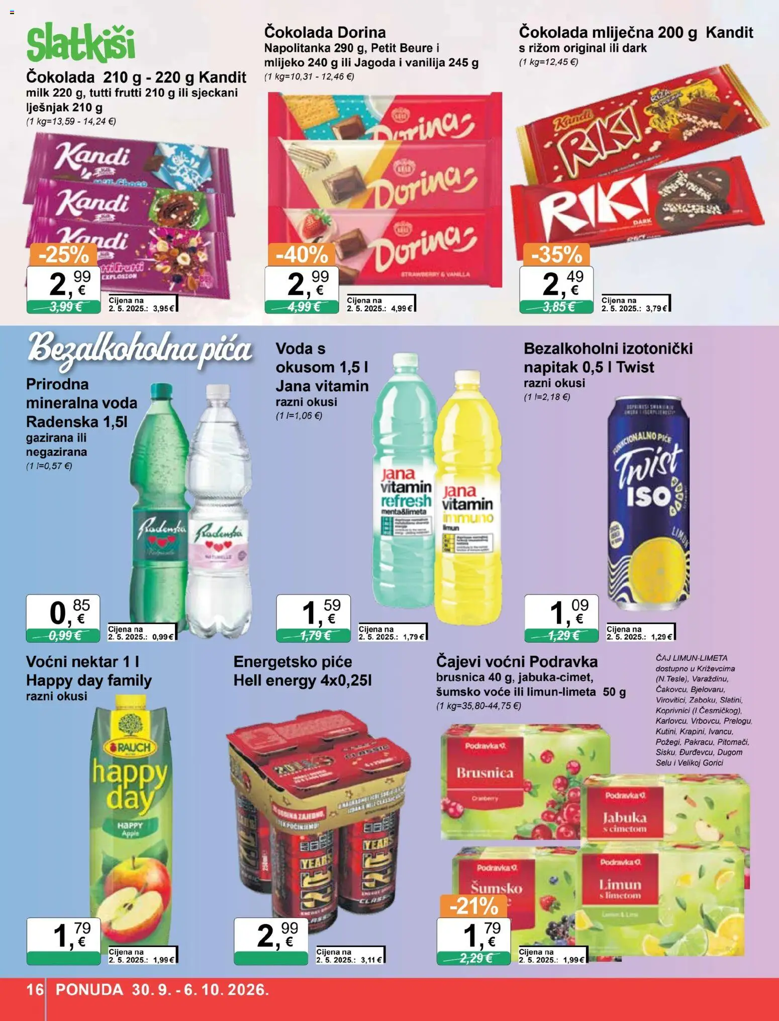 KTC katalog | vrijedi od 30.09.2026 | Stranica: 16 | Proizvodi: Pica, Radenska, Voda, Napitak