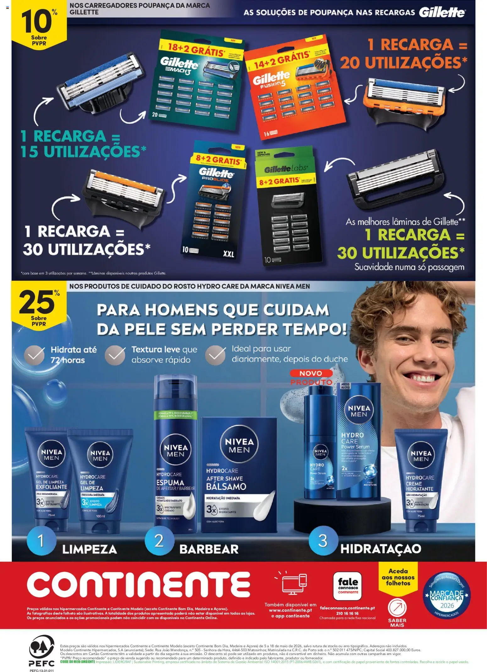 Continente Homem A nossa depilação corporal mais segura │ válido de 05.05.2026 | Página: 12 | Produtos: Base, Sérum, Creme, Gel de limpeza