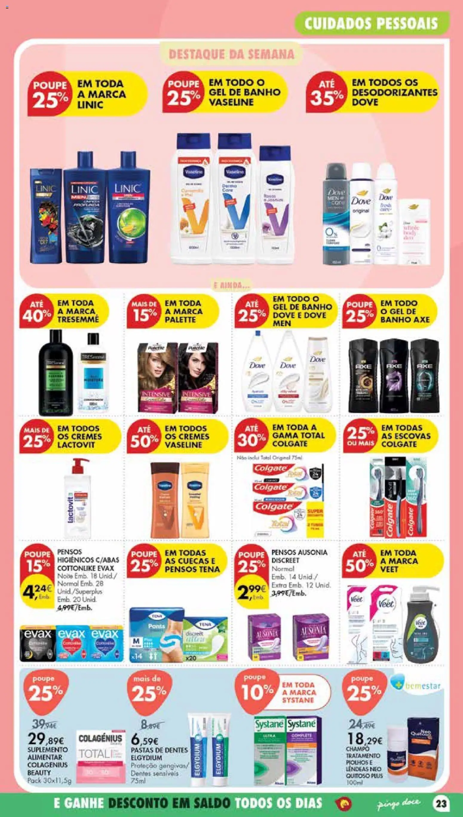 Pingo Doce Poupe Esta Semana Madeira │ válido de 14/07/2026 | Página: 23 | Produtos: Pensos higiénicos, Gel de banho, Banho, Cuecas