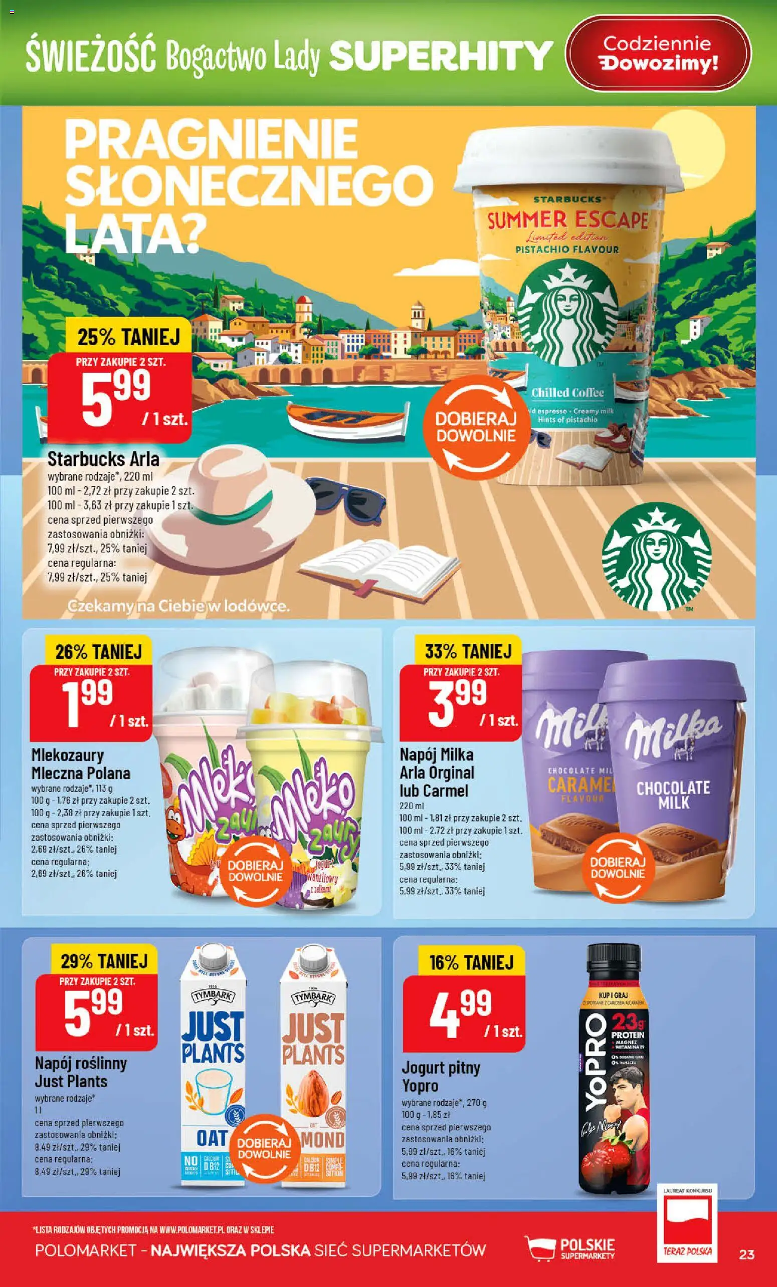 POLOmarket gazetka od 01.07.2026 | Strona: 23 | Produkty: Jogurt pitny, Milka, Mleko, Jogurt