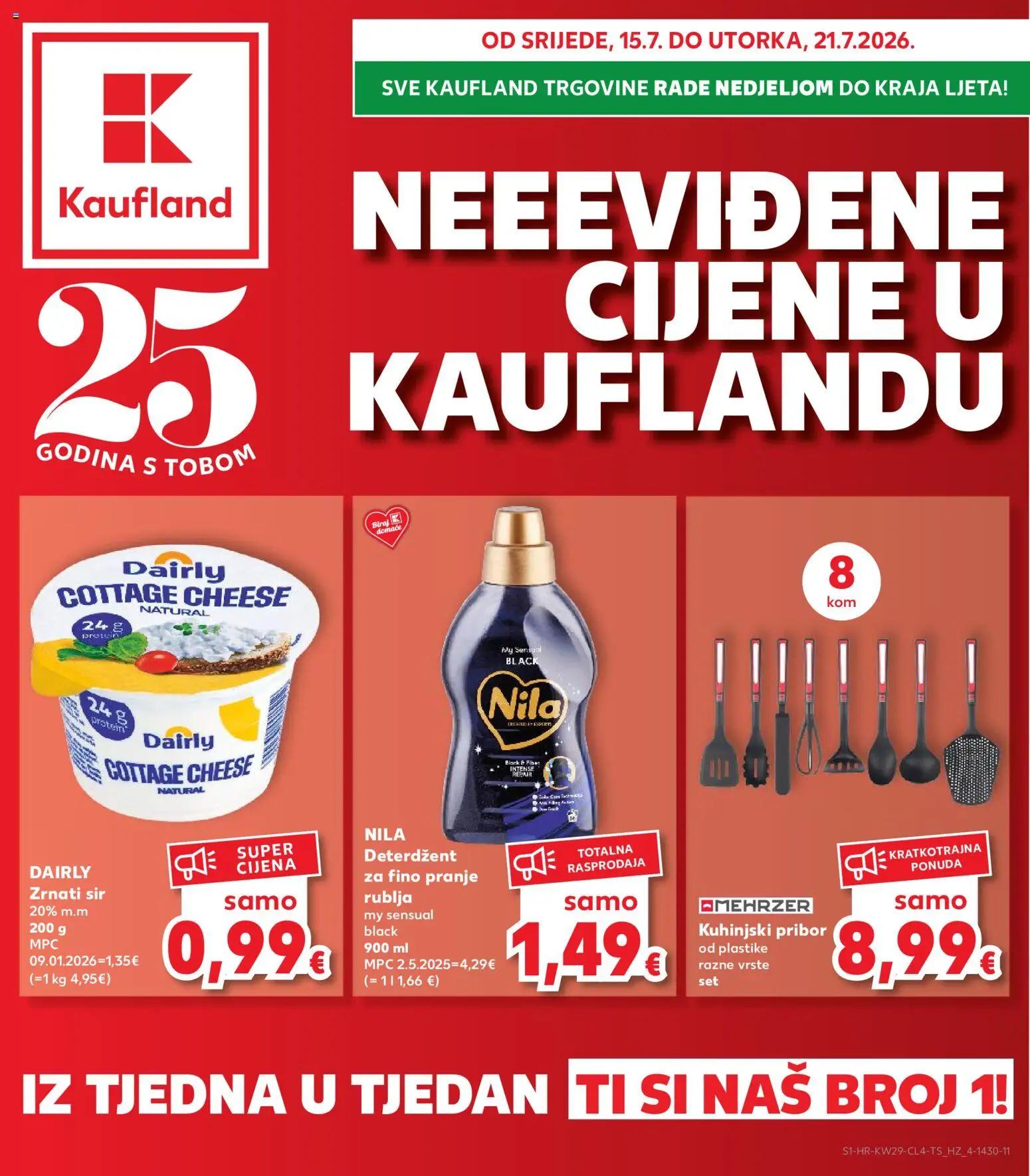 Kaufland katalog | vrijedi od 15.07.2026 | Stranica: 1 | Proizvodi: Sir, Deterdžent, Nila