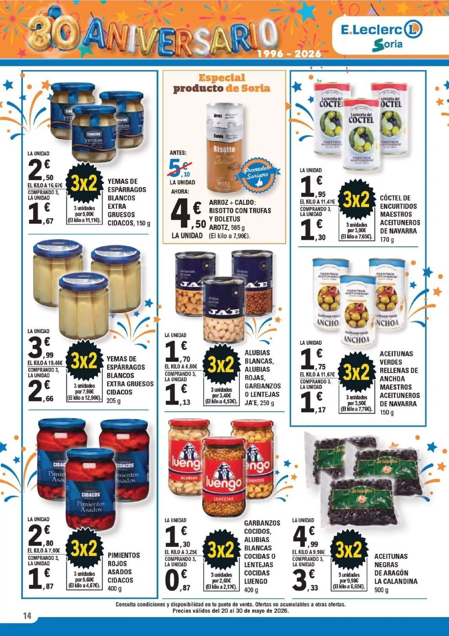 E.Leclerc Soria │ válido desde el 20.05.2026 | Página: 14 | Productos: Arroz, Νερό καρύδας, Anchoa