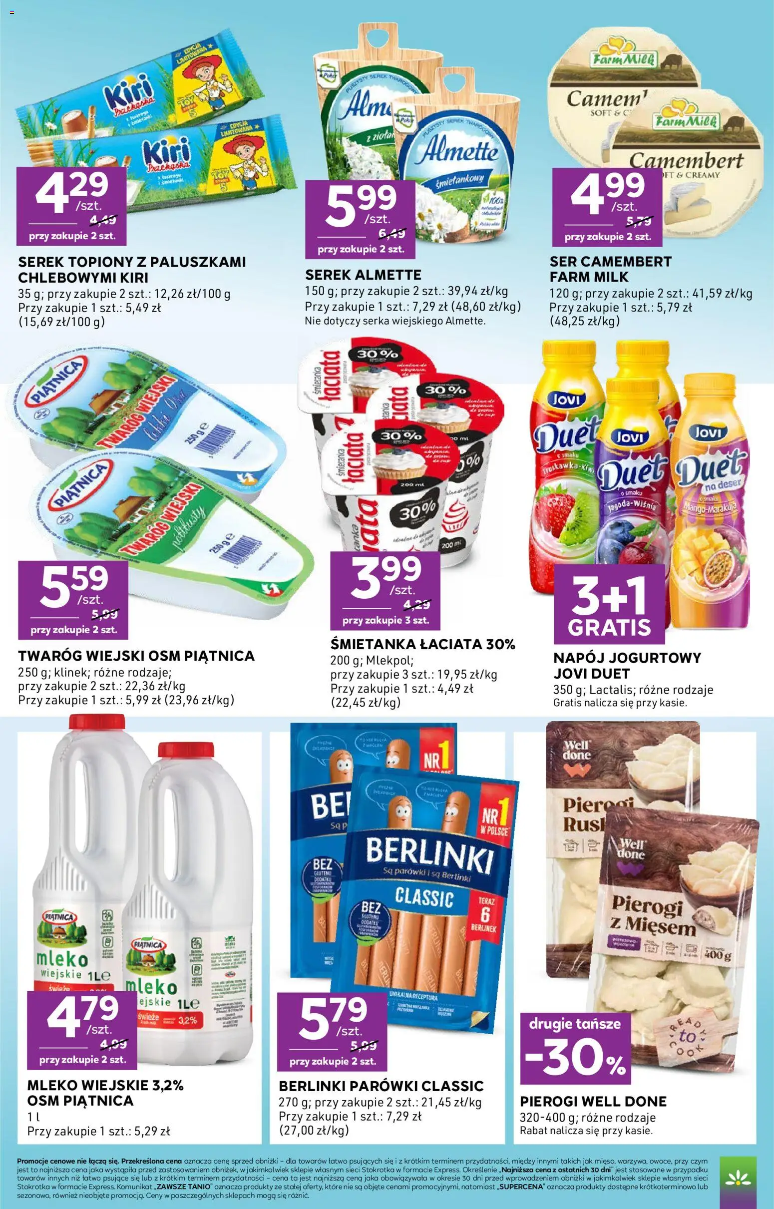 Stokrotka gazetka - Express od 20.08.2026 | Strona: 4 | Produkty: Ser camembert, Parówki, Berlinki, Serek topiony