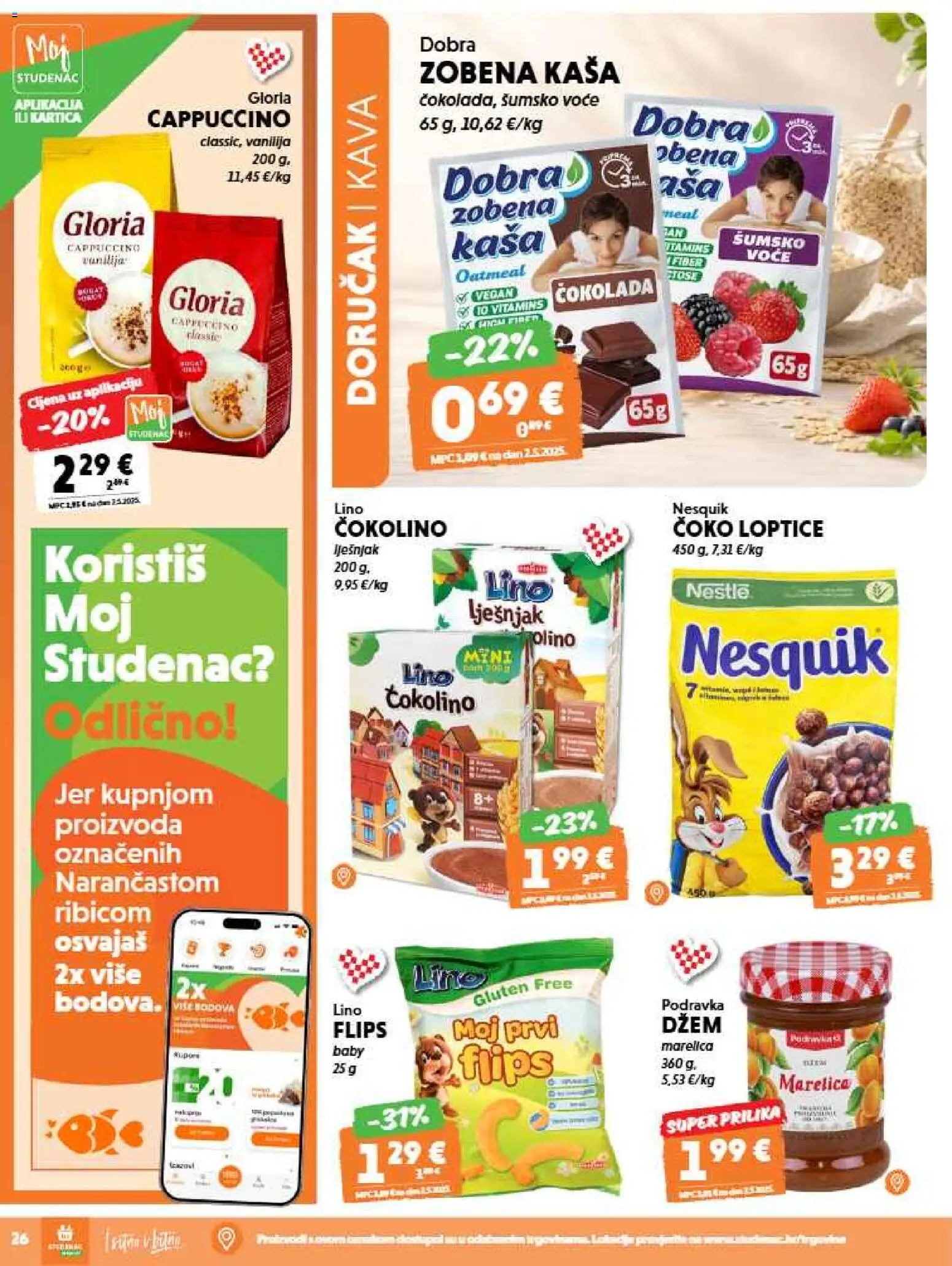 Studenac katalog | vrijedi od 09.09.2026 | Stranica: 26 | Proizvodi: Nesquik, Voće, Lino, Cappuccino