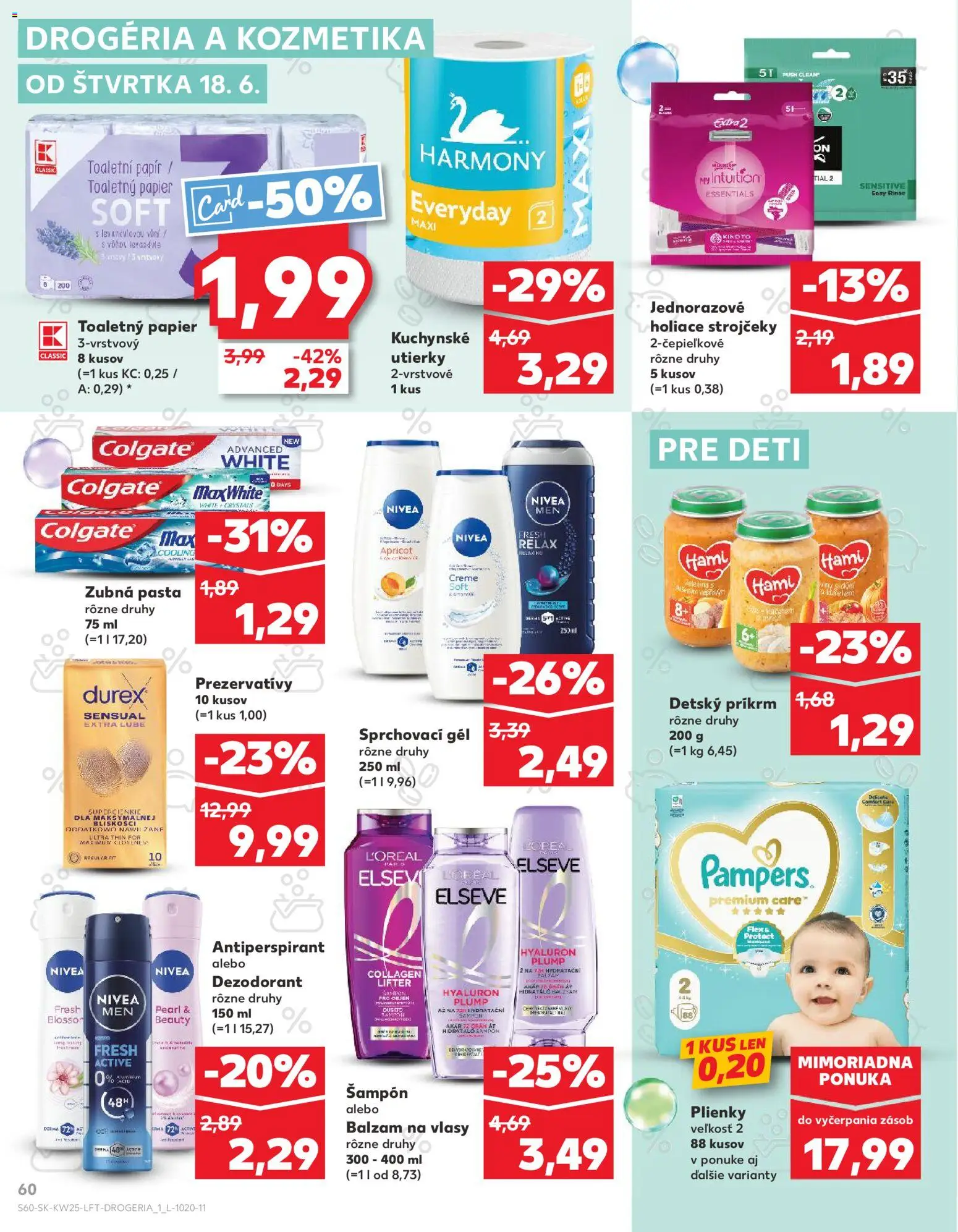 Nové Kaufland akcie – leták je platný od 18.06.2026 | Strana: 60 | Produkty: Nivea, Šampón, Toaletný papier, Zubná pasta