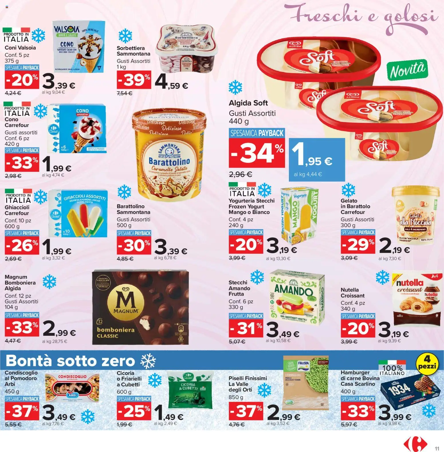 Volantino Carrefour del 19.05.2026 | Pagina: 11 | Prodotti: Ghiaccioli, Limone, Piselli, Hamburger