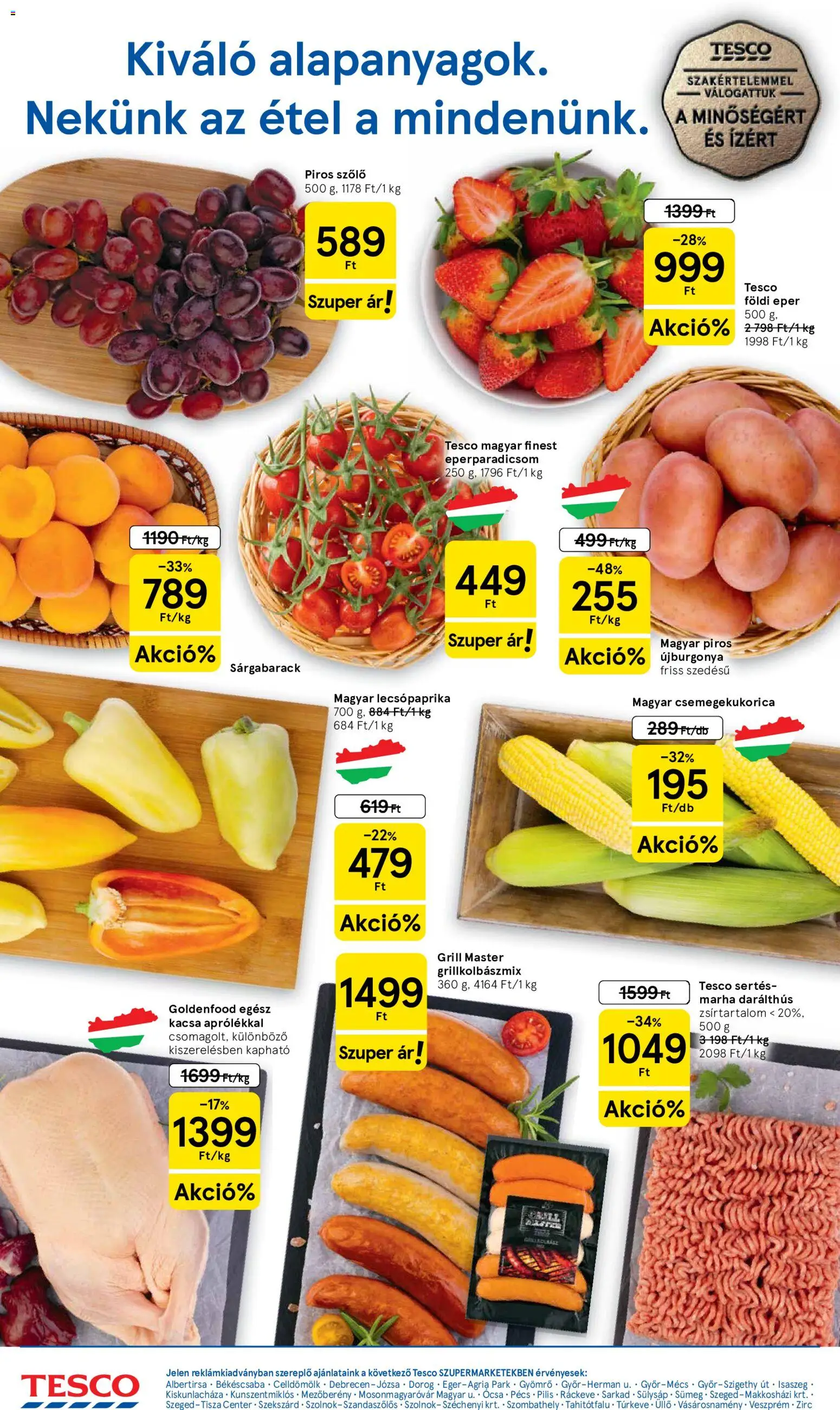 Tesco akciós ujság - amely érvényes a következő dátumtól: 2026.07.16. | Oldal: 2 | Termékek: Szőlő, Csemegekukorica, Sárgabarack, Kacsa