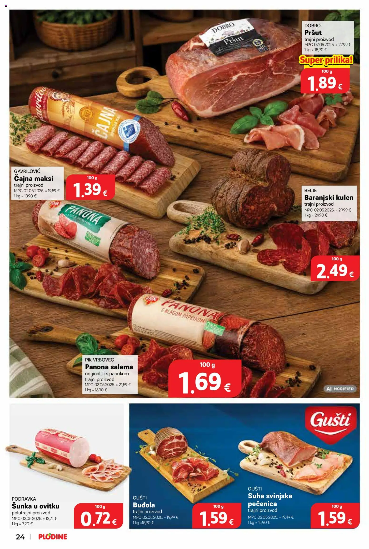 Plodine katalog | vrijedi od 02.09.2026 | Stranica: 24 | Proizvodi: Salama, Šunka, Podravka, Pršut