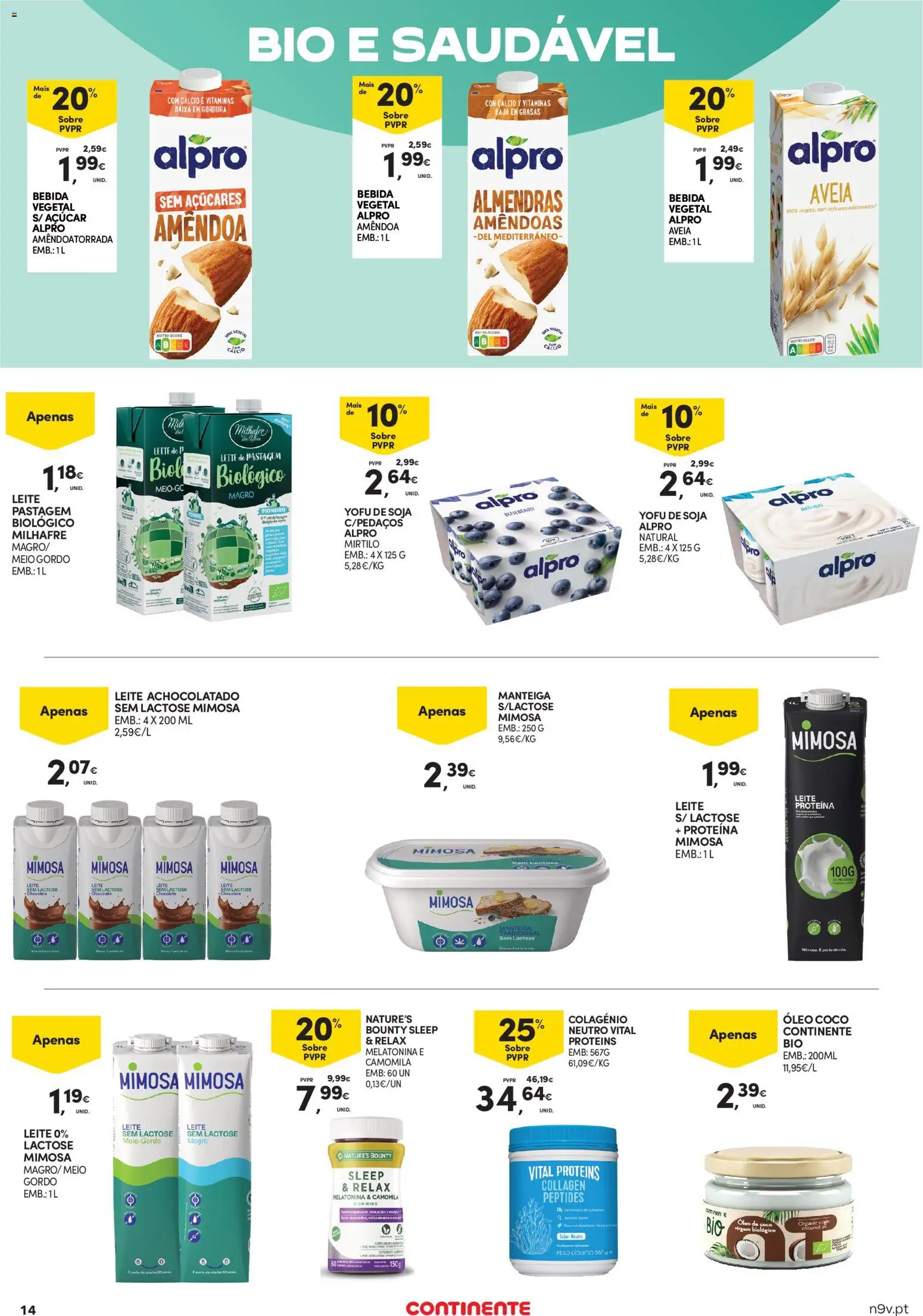 Continente Açores │ válido de 25/06/2026 | Página: 14 | Produtos: Soja, Aveia, Cálcio, Açúcar
