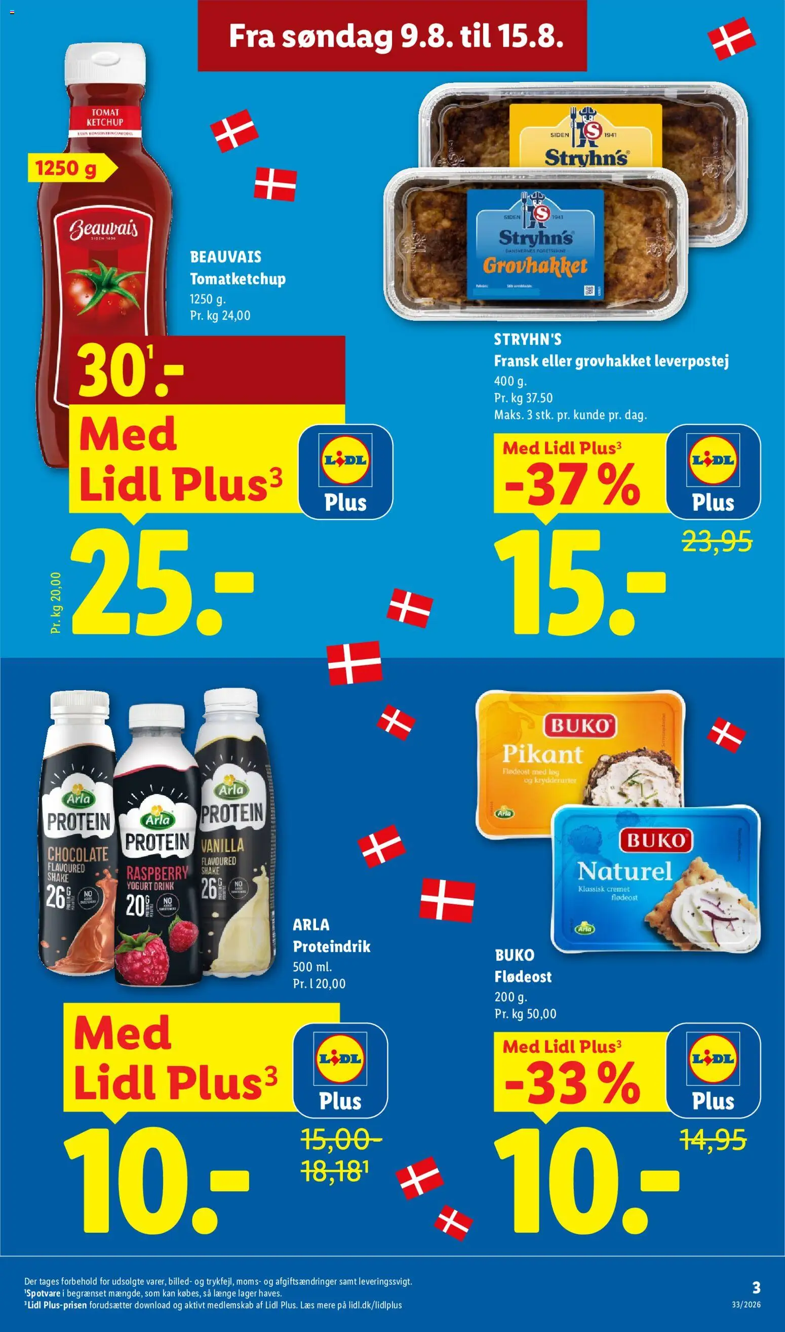 Lidl tilbudsavis – gyldig fra 09/08/2026 | Side: 3 | Produkter: Ketchup, Vestido de festa, Leverpostej, Søm