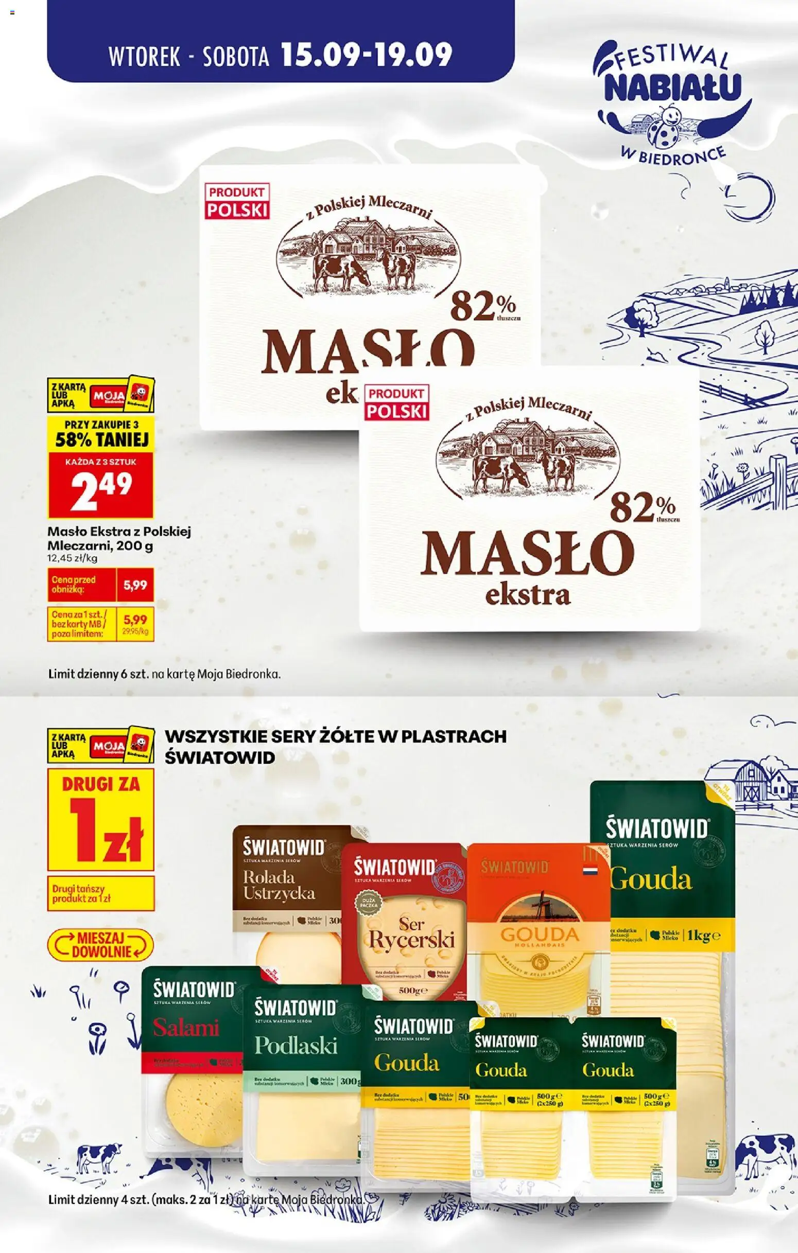 Biedronka gazetka - Festiwal nabiału od 15.09.2026 | Strona: 3 | Produkty: Rolada Ustrzycka, Sery, Masło, Ser