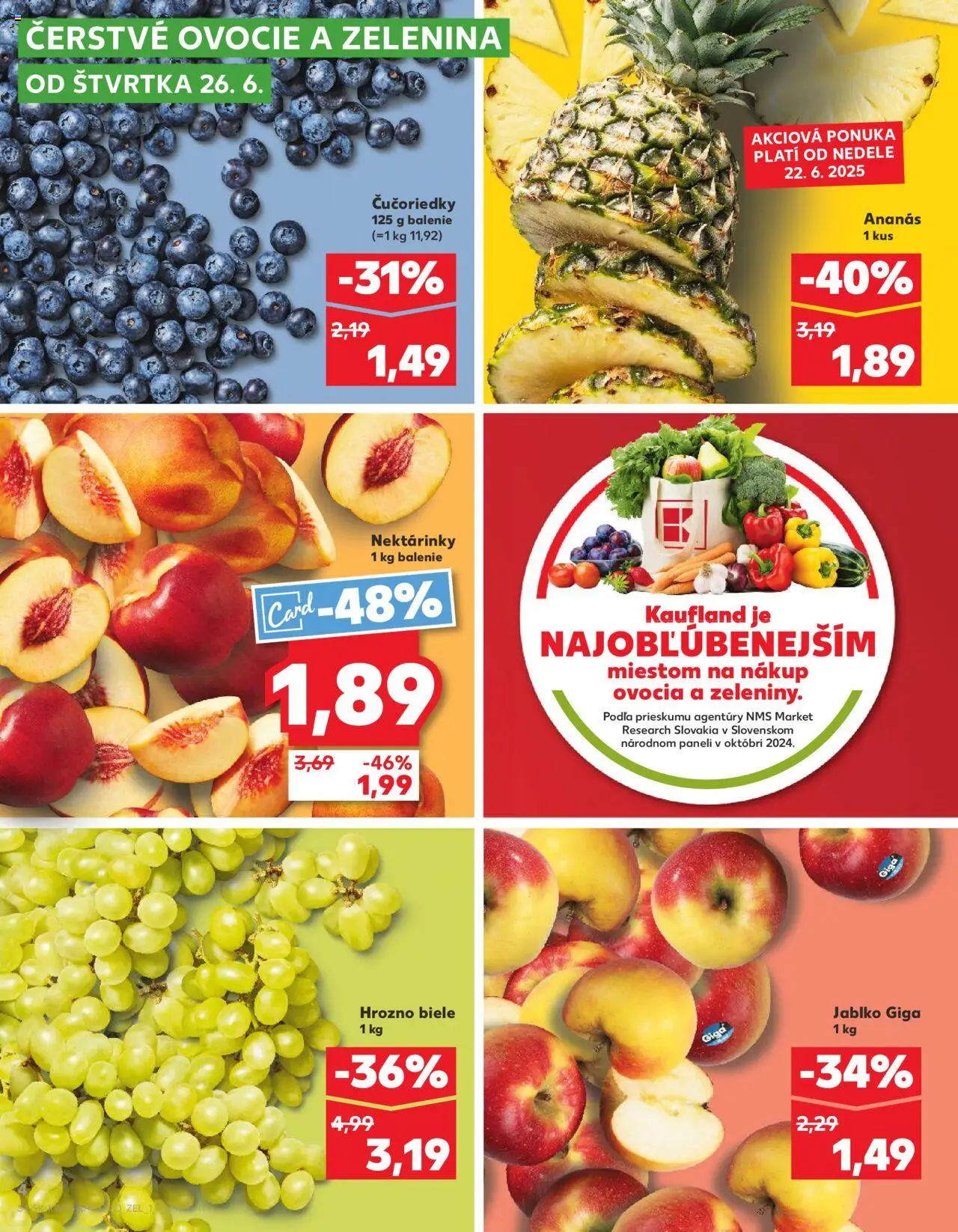 Nové Kaufland akcie – leták je platný od 26.06.2025 | Strana: 4 | Produkty: Apple, Čučoriedky, Hrozno, Ovocie