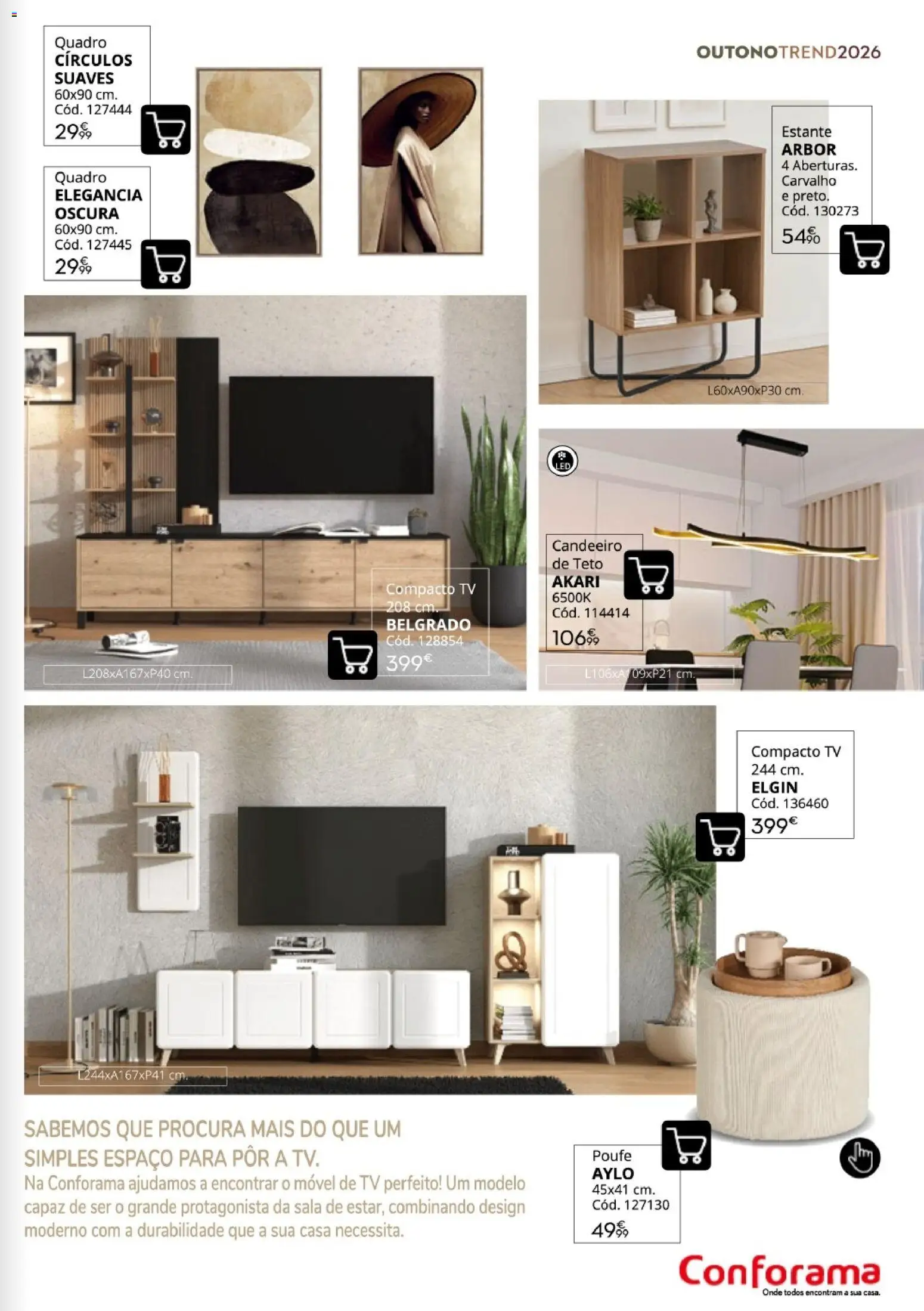 Conforama Outono Trend │ válido de 30/09/2026 | Página: 15 | Produtos: Candeeiro, Quadro, Candeeiro de teto, Estante