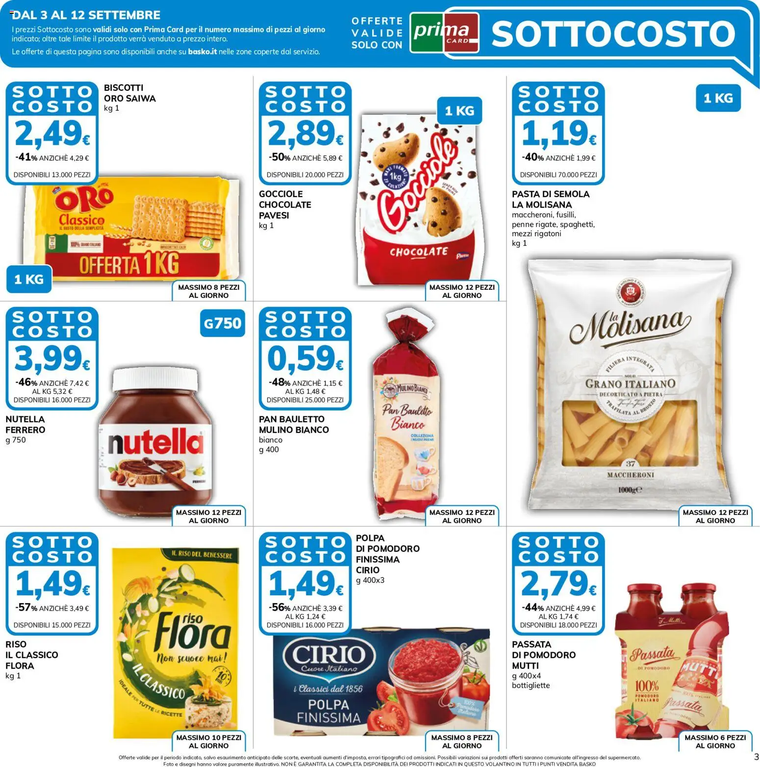 Volantino Basko del 03/09/2026 | Pagina: 3 | Prodotti: Rigatoni, La Molisana, Pasta di semola, Penne