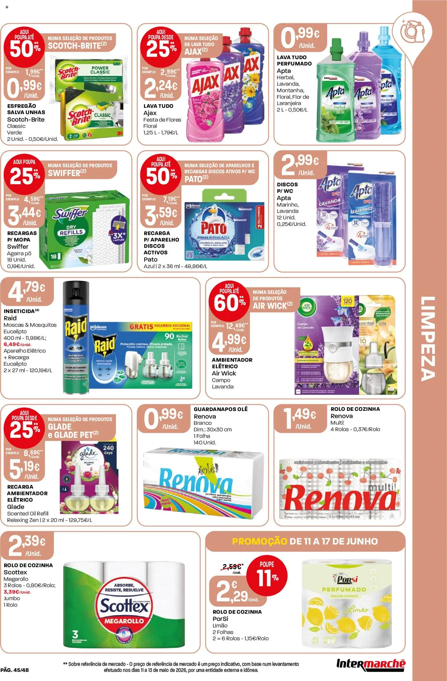 Intermarché folheto │ válido de 11.06.2026 | Página: 45 | Produtos: Agua, Esfregão, Flores, Inseticida