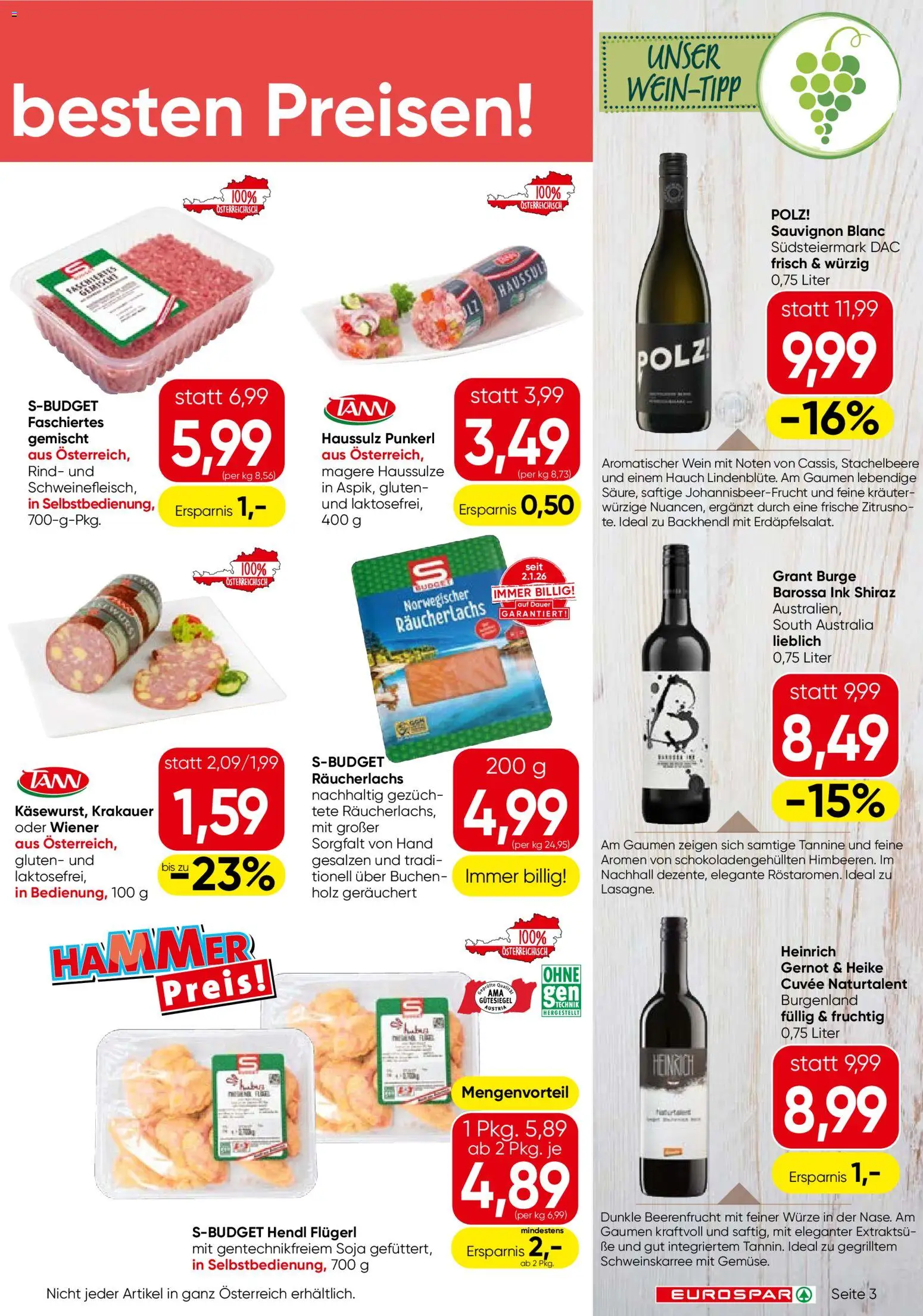Eurospar Flugblatt gültig ab 30.07.2026 | Seite: 3 | Produkte: Wein