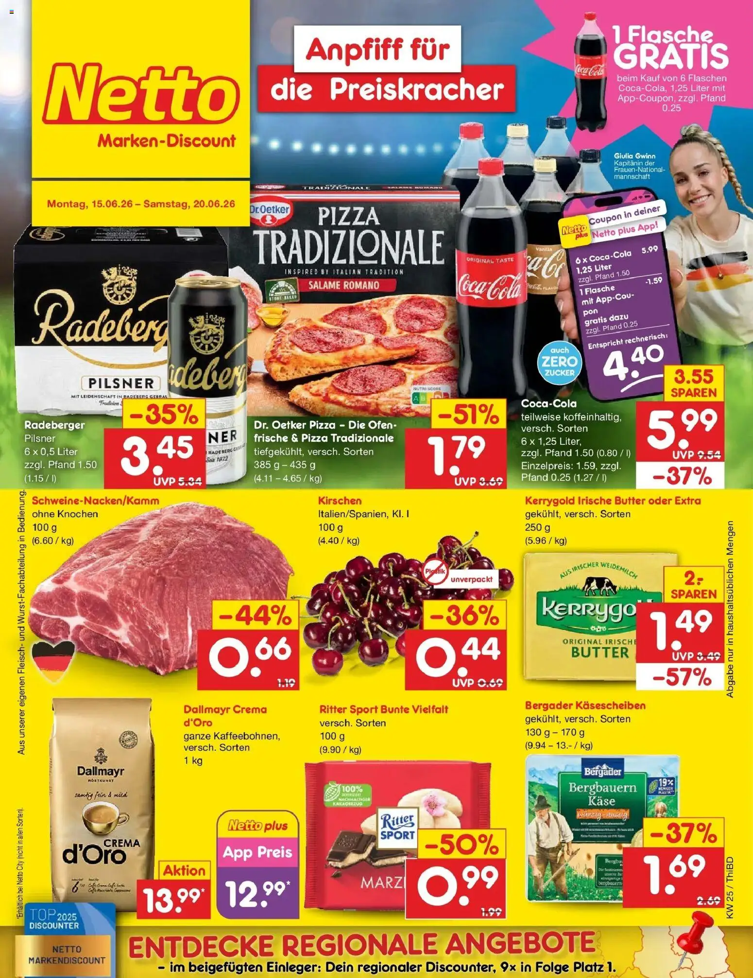 Netto Marken-Discount Prospekt Thiendorf – gültig ab 15.06.2026 | Seite: 1 | Produkte: Top, Ofen, Ritter sport, Dallmayr