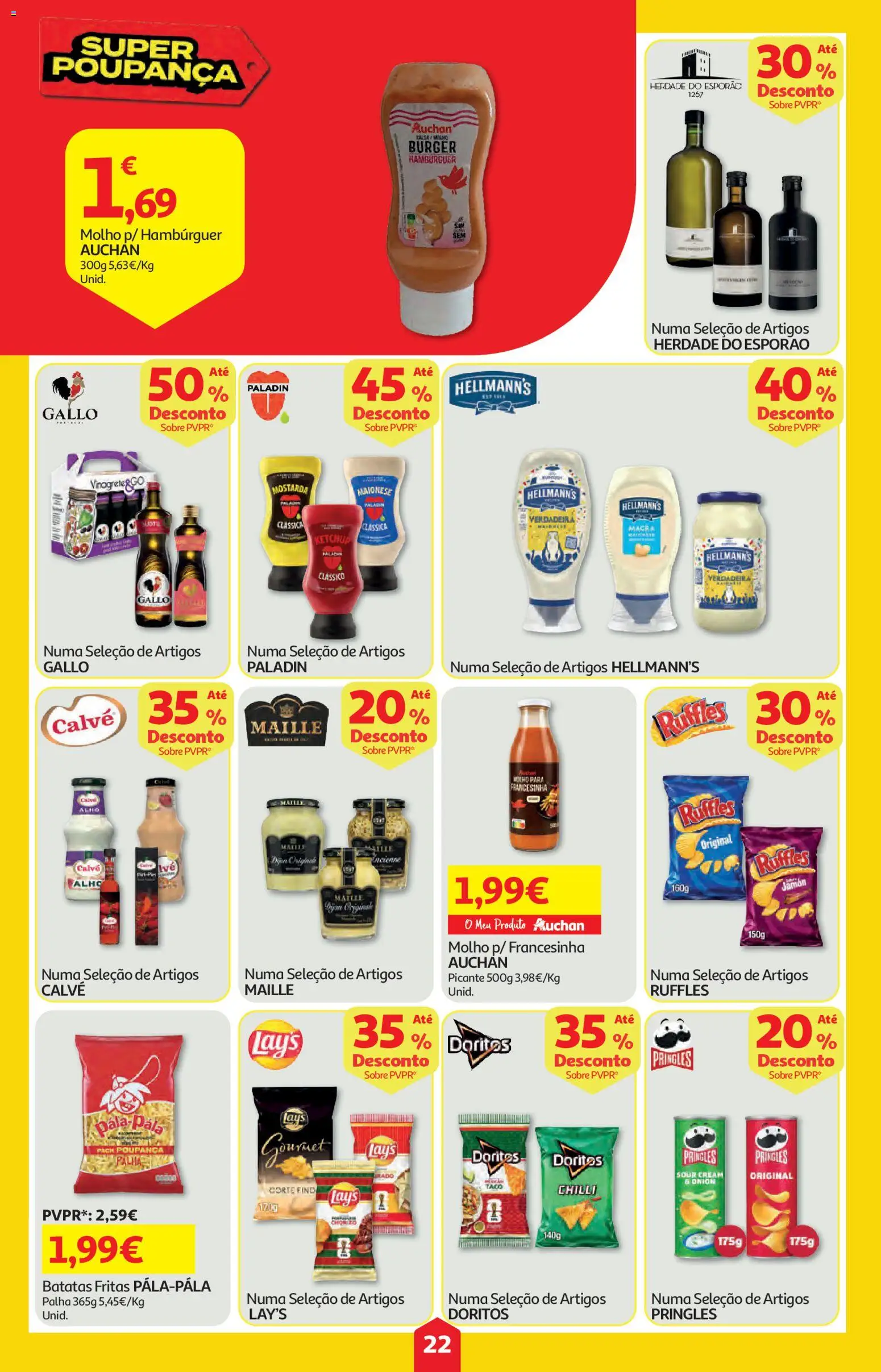 Auchan folheto │ válido de 18.06.2026 | Página: 22 | Produtos: Hambúrguer, Maionese, Ketchup, Batatas fritas