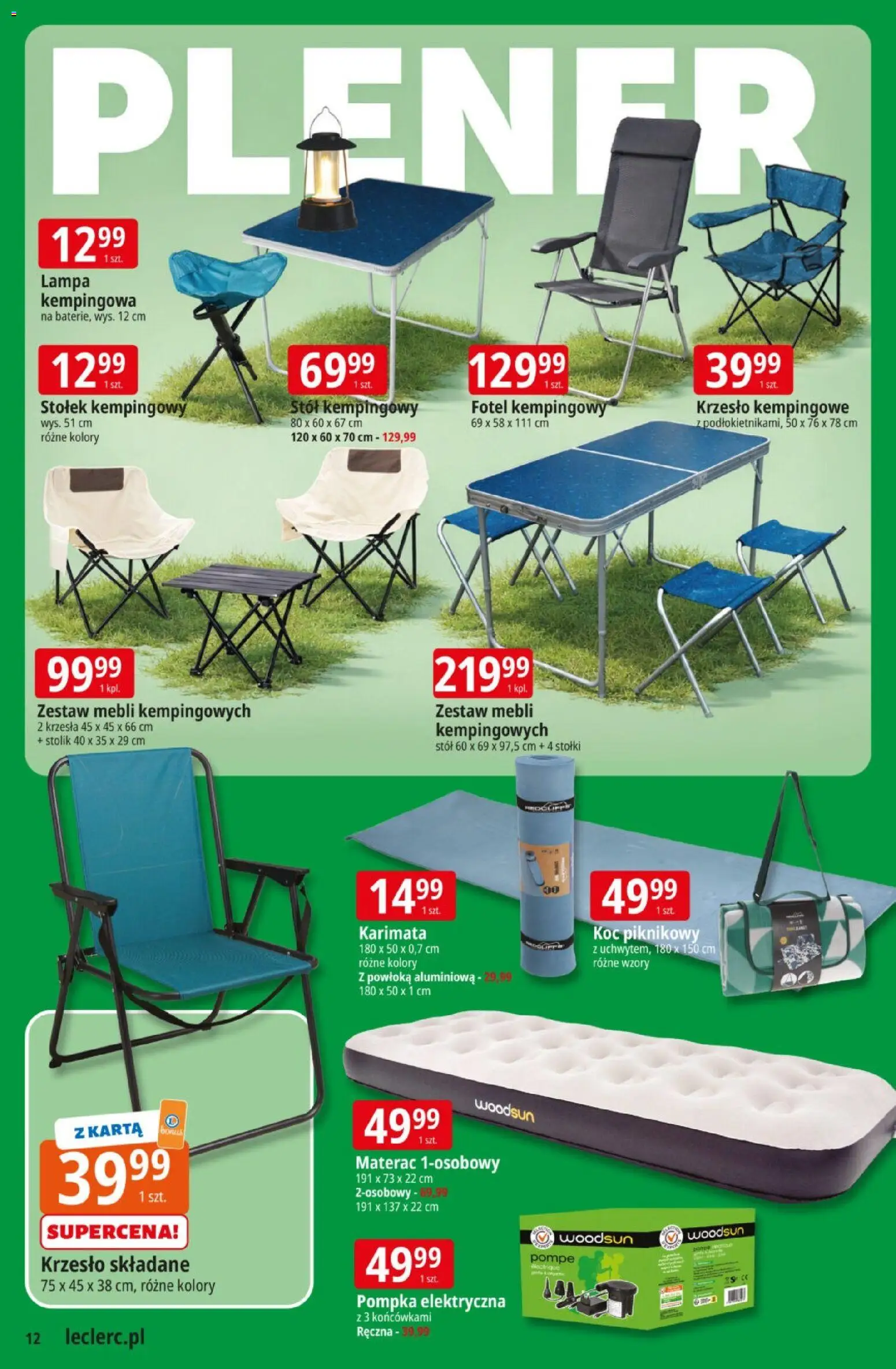 E.Leclerc gazetka od 08.04.2026 | Strona: 12 | Produkty: Koc, Fotel, Krzesło, Lampa