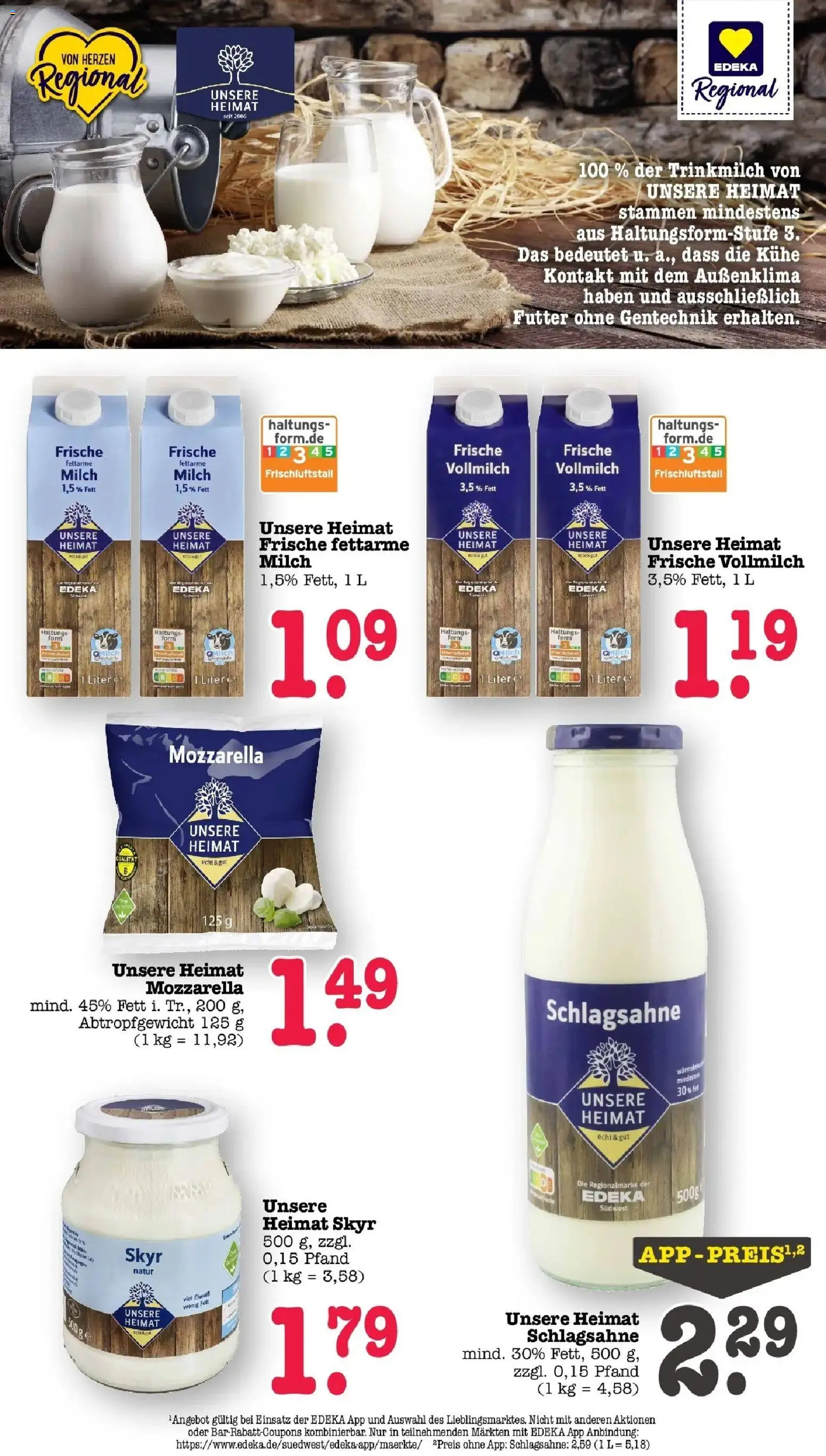 Edeka prospekt Bühlertal – gültig ab 22.06.2026 | Seite: 40 | Produkte: Schlagsahne, Milch, Mozzarella, Skyr