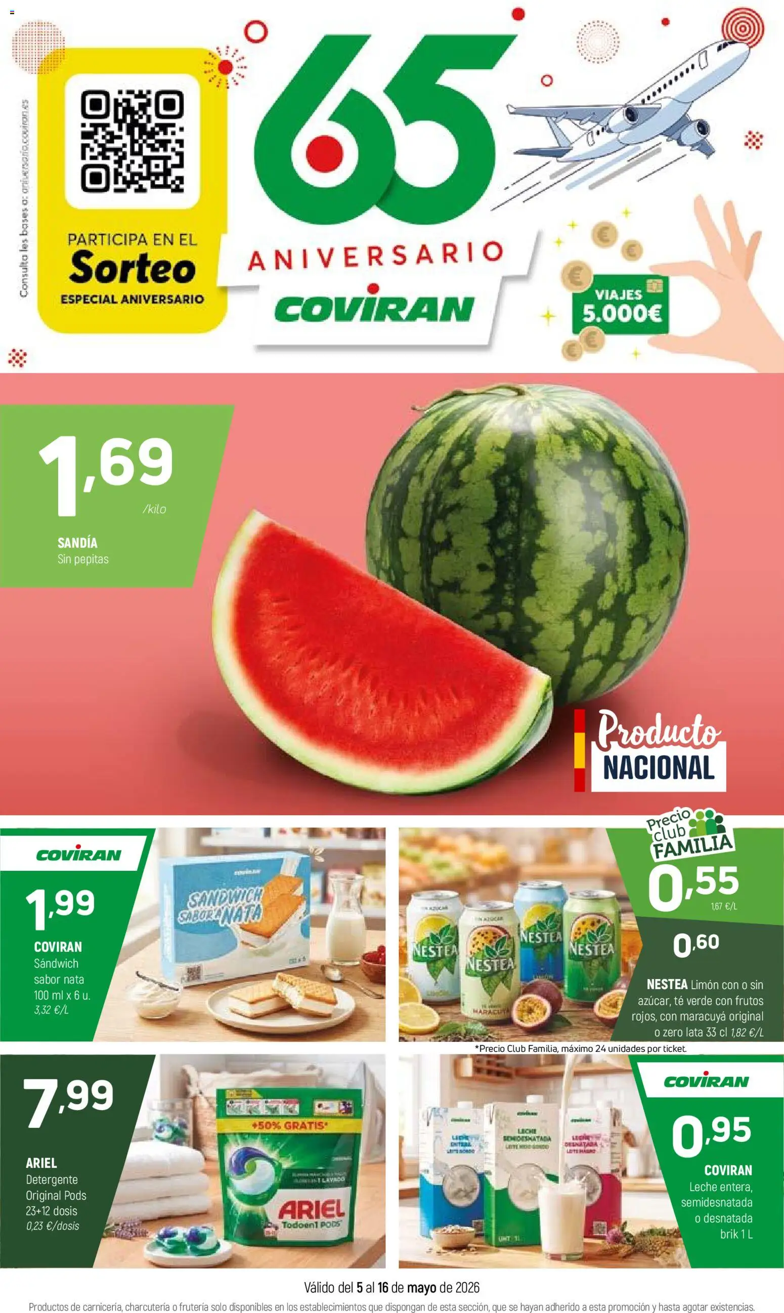 Coviran - Figueres │ válido desde el 05.05.2026 | Página: 1 | Productos: Detergente, Leche, Té, Sandía
