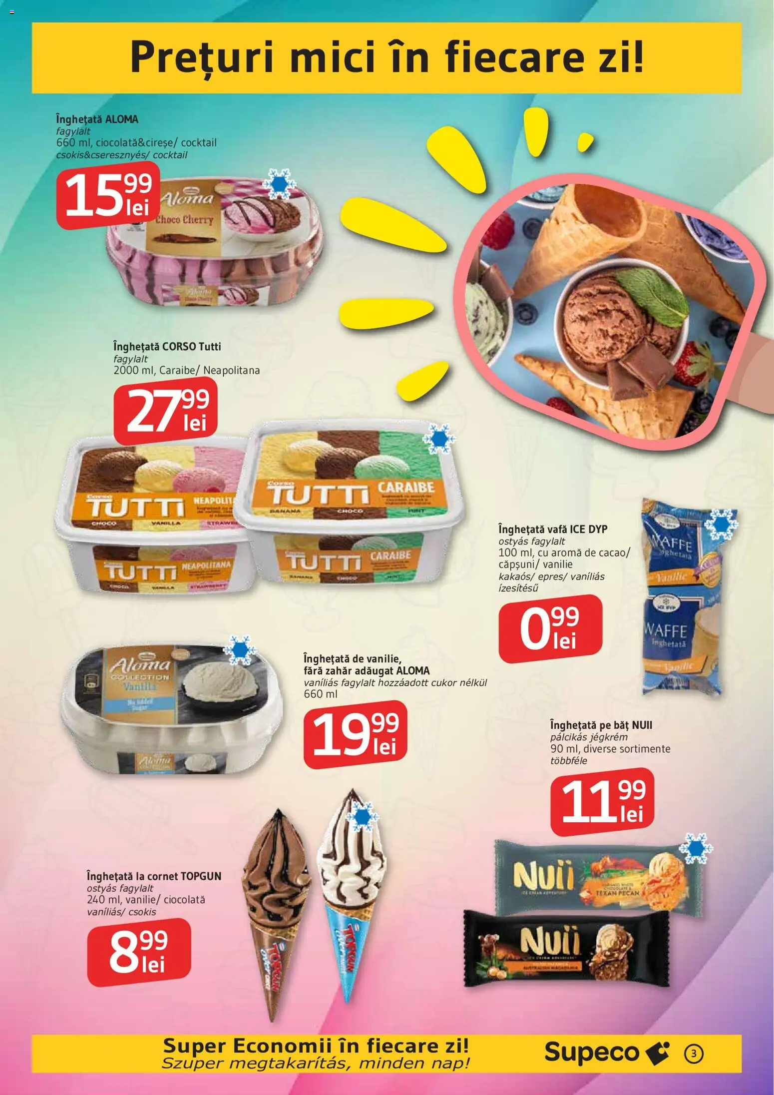 Noul catalog Supeco – valabil de la 07.05.2026 | Pagină: 3 | Produse: Mici, Ciocolată, Cocktail, Înghețată