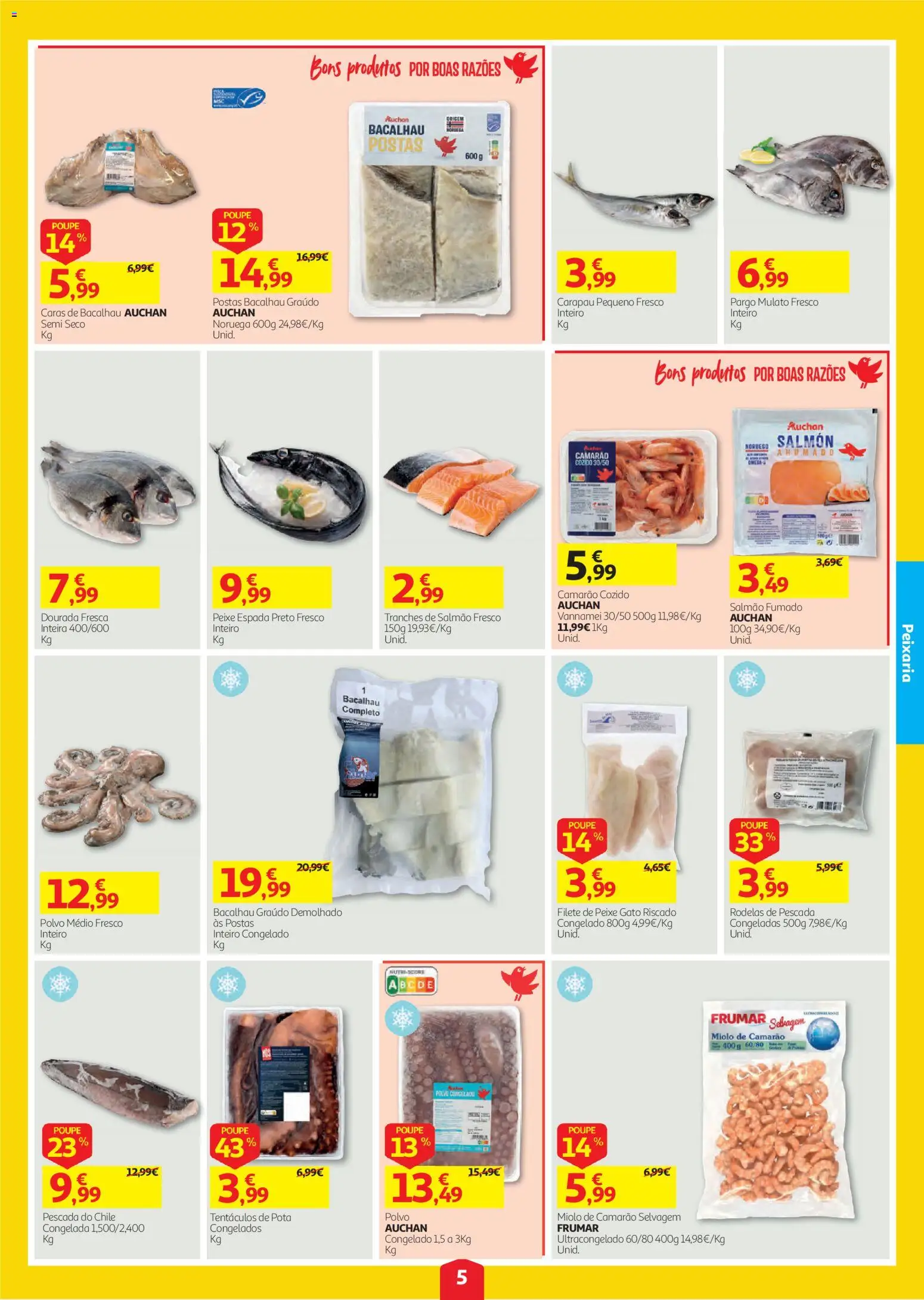 Auchan folheto │ válido de 08/10/2026 | Página: 5 | Produtos: Bacalhau, Pescada, Polvo, Salmão fresco