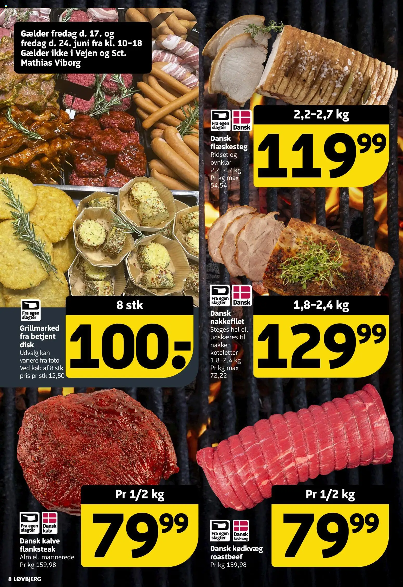 Løvbjerg tilbudsavis – gyldig fra 17/07/2026 | Side: 8 | Produkter: Koteletter, Flæskesteg, Nakkefilet, Roastbeef